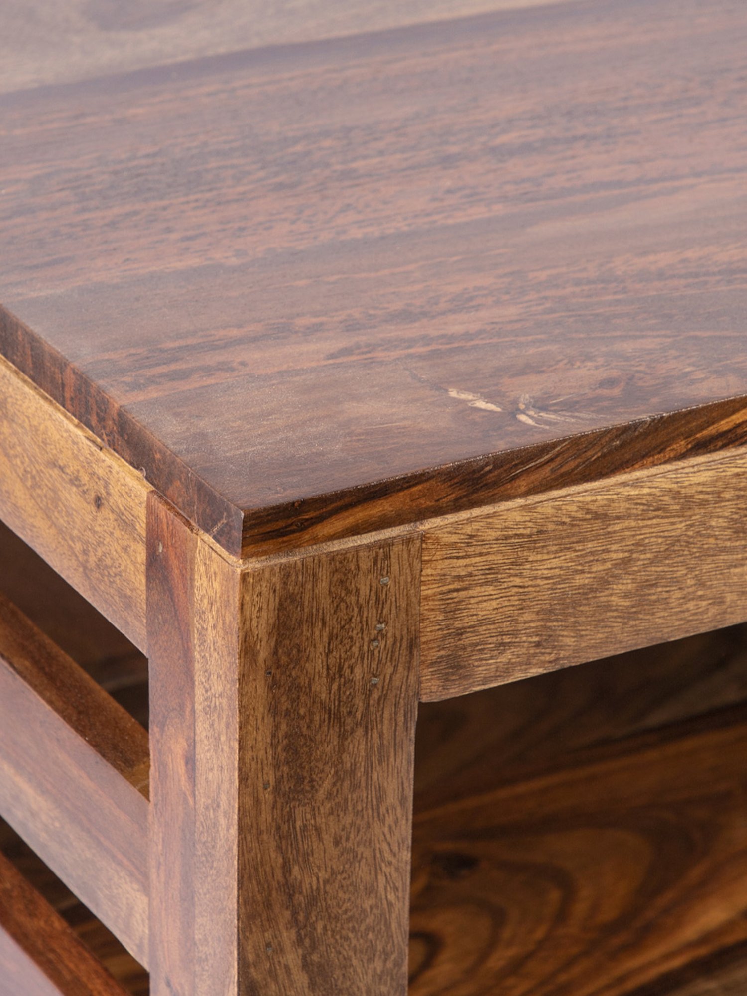 Ikiriya Allen Solid Brown Wood Console Table Teak Finish