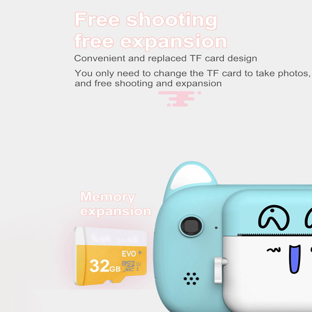 Instant Print Camera for Kids, UHOMEPRO Zero Ink Toy Camera with Print Paper, Lanyard, 32G Micro Card, 2.4" Screen 1080P HD Toddler Video Recorder, Portable Digital Camera for Boys Girls, Blue