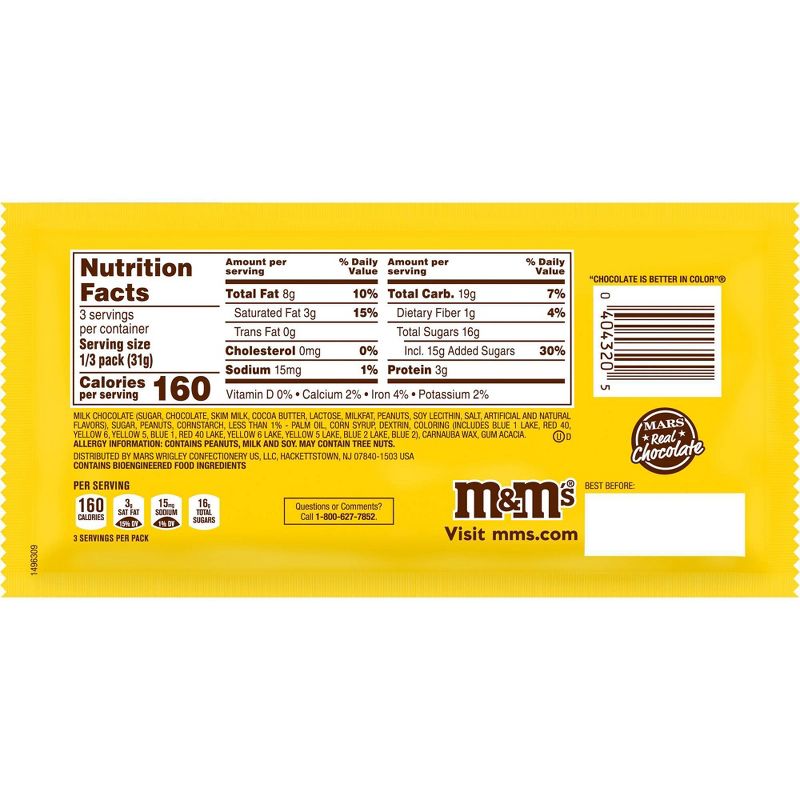 M&M's Peanut Chocolate Candies - 3.27oz
