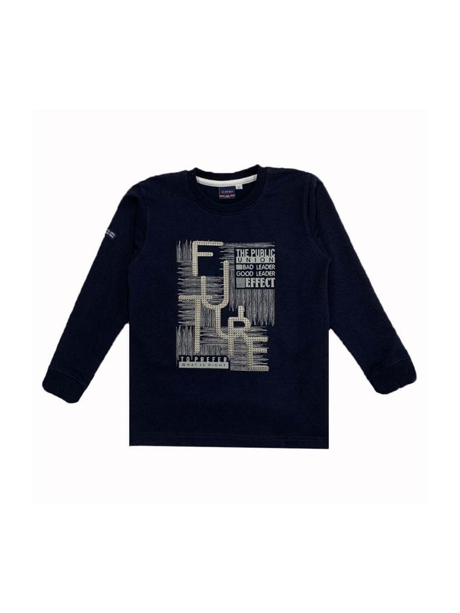 Cavio Boys Navy Printed Full Sleeves T-Shirt