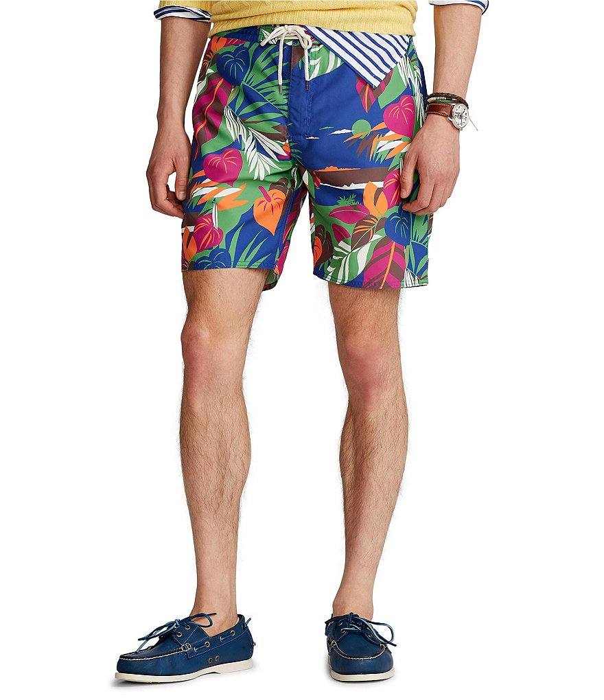 Polo Ralph Lauren Traveler Solid Blue 5 3/4#double; Inseam Swim Trunks