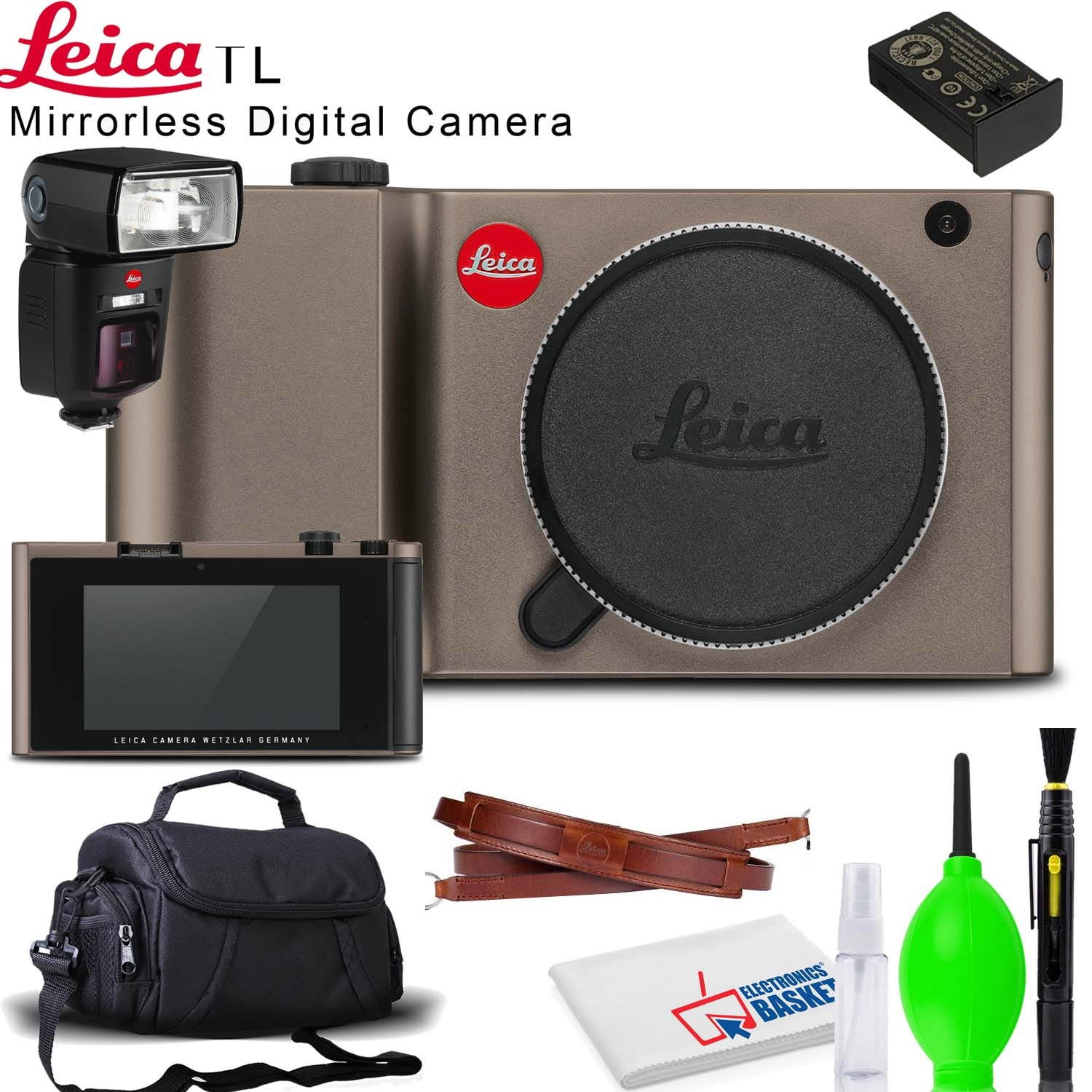 Leica TL Mirrorless Digital Camera (Titanium) with Carrying Case, Leica SF64 Flash and Cleaning Kit