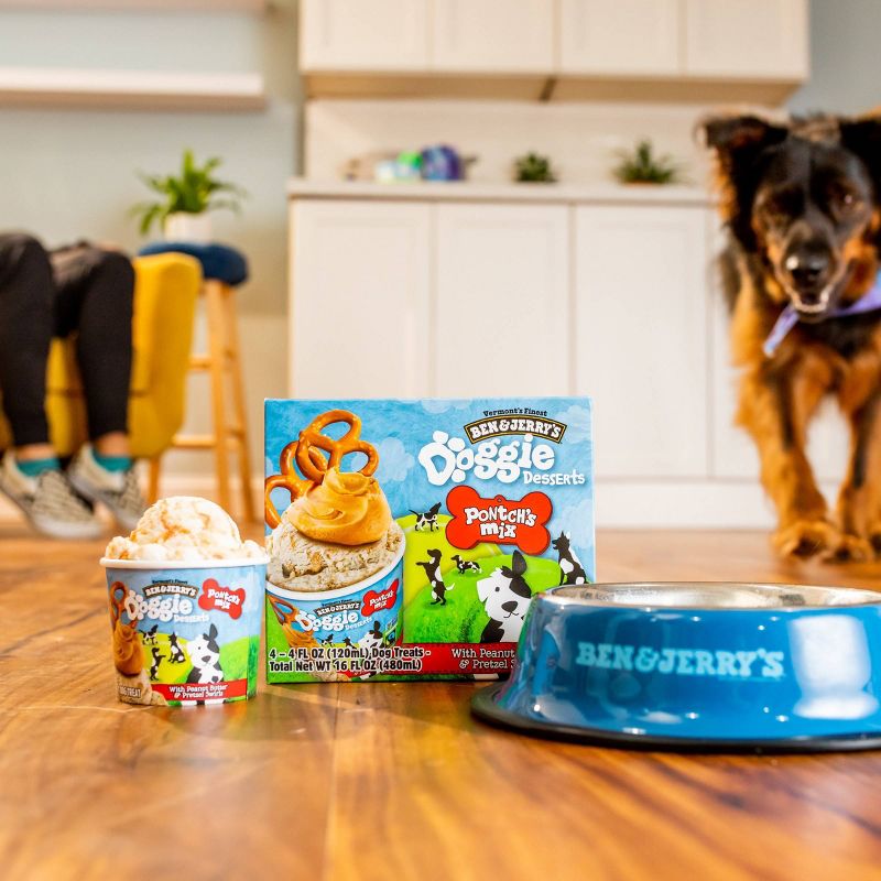 Ben & Jerry's Doggie Desserts Pontch's Mix Frozen Dog Treat with Peanut Butter & Pretzel Swirls - 4ct