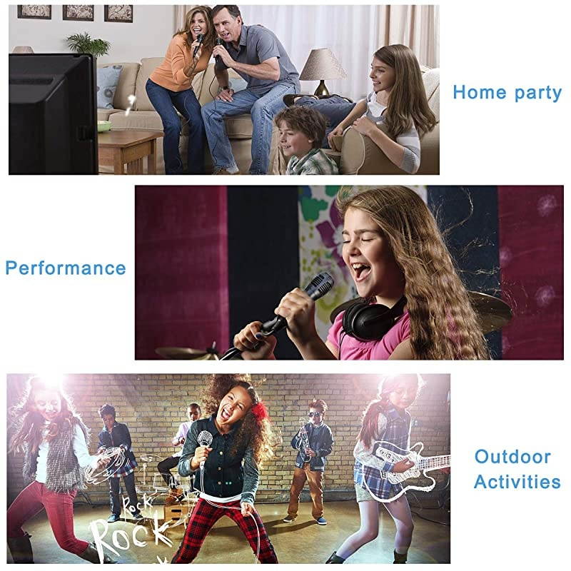 Dynamic Karaoke Microphones, Handheld Uni-Directional Kids Microphone for Singing, Tiny Microphone with 10ft XLR to 6.35mm Audio Cable for Stage Karaoke Speech Wedding Indoor Outdoor Use