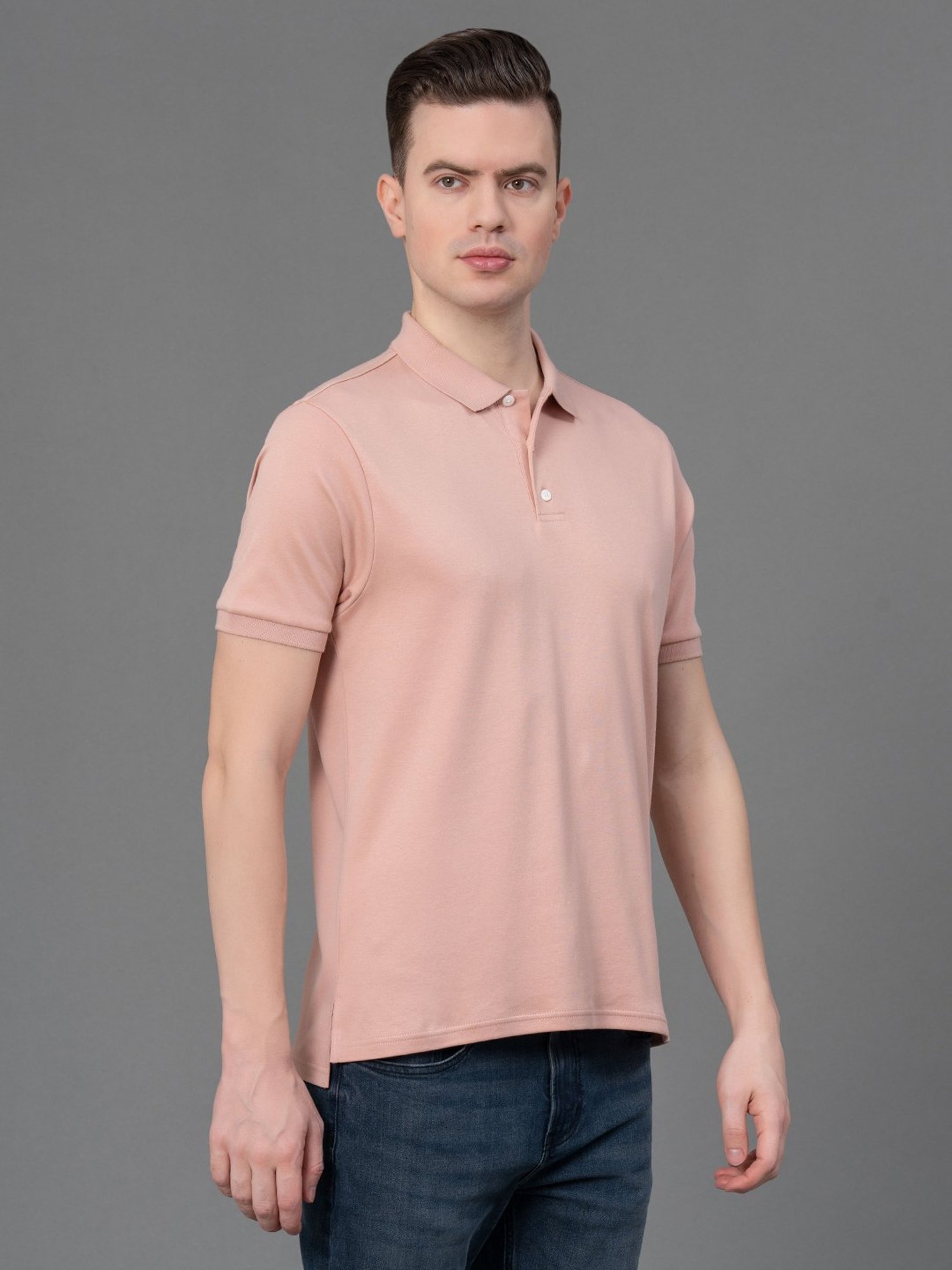 Red Tape Pale Pink Regular Fit Cotton Polo T-Shirt