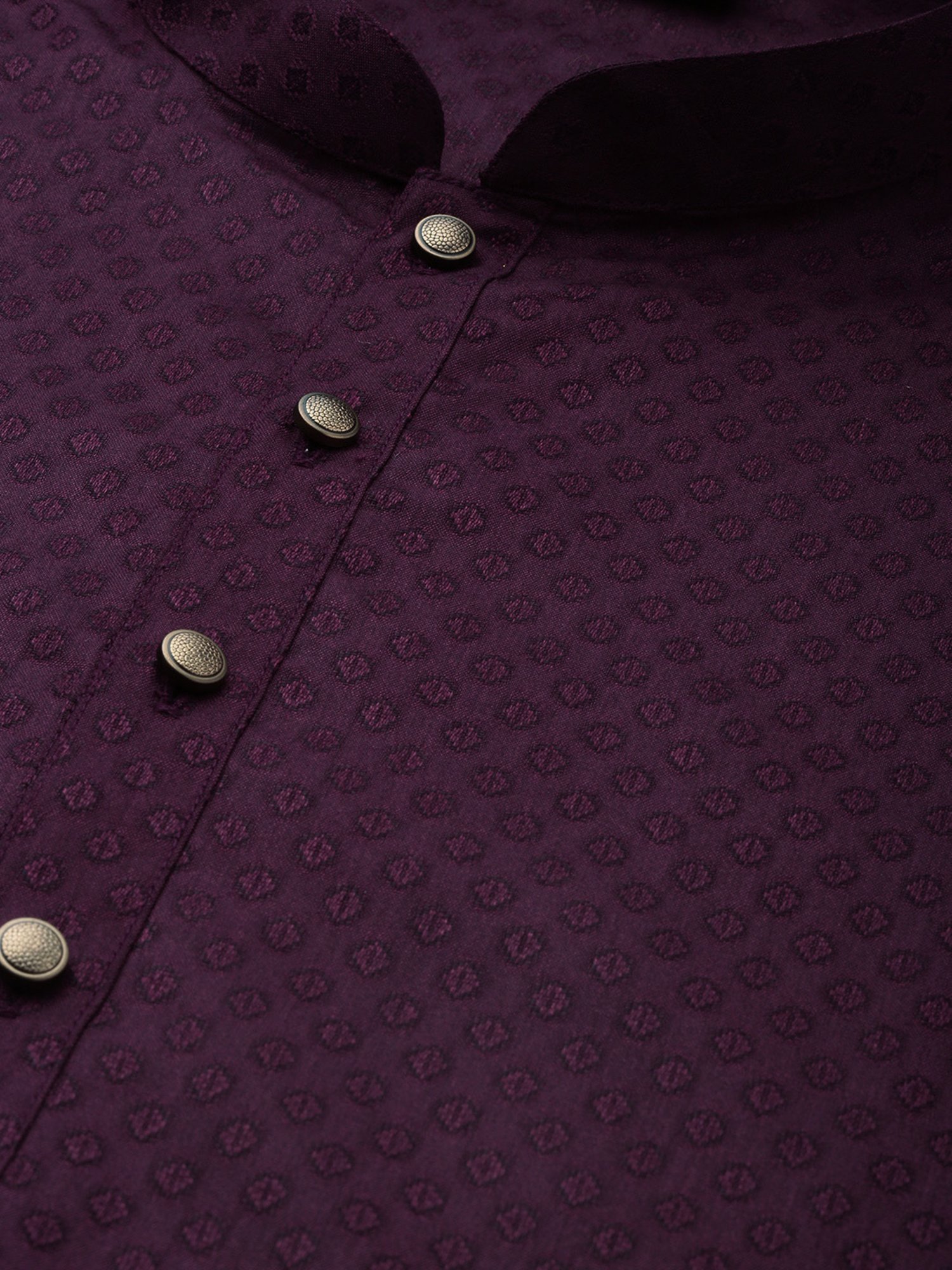 Manthan Wine & White Regular Fit Self Design Kurta & Churidar Set