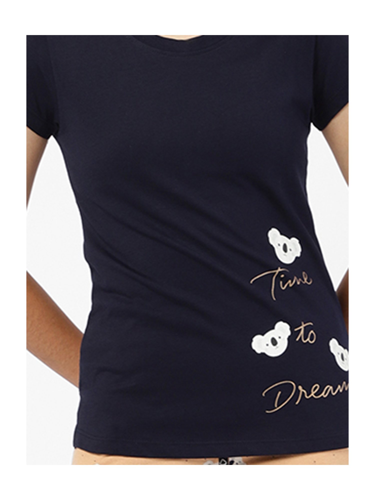 Sweet Dreams Kids Navy & Peach Printed T-Shirt with Capri