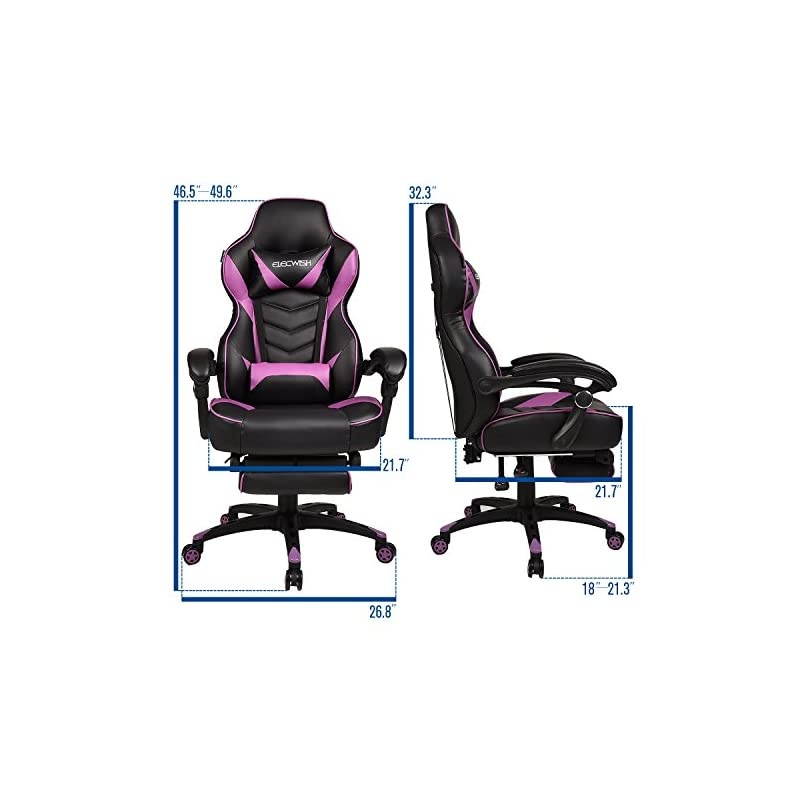 Chair for Adults with Footrest,High Back Swivel Computer Office Chair with Pillows and Lumber Support (Purple)