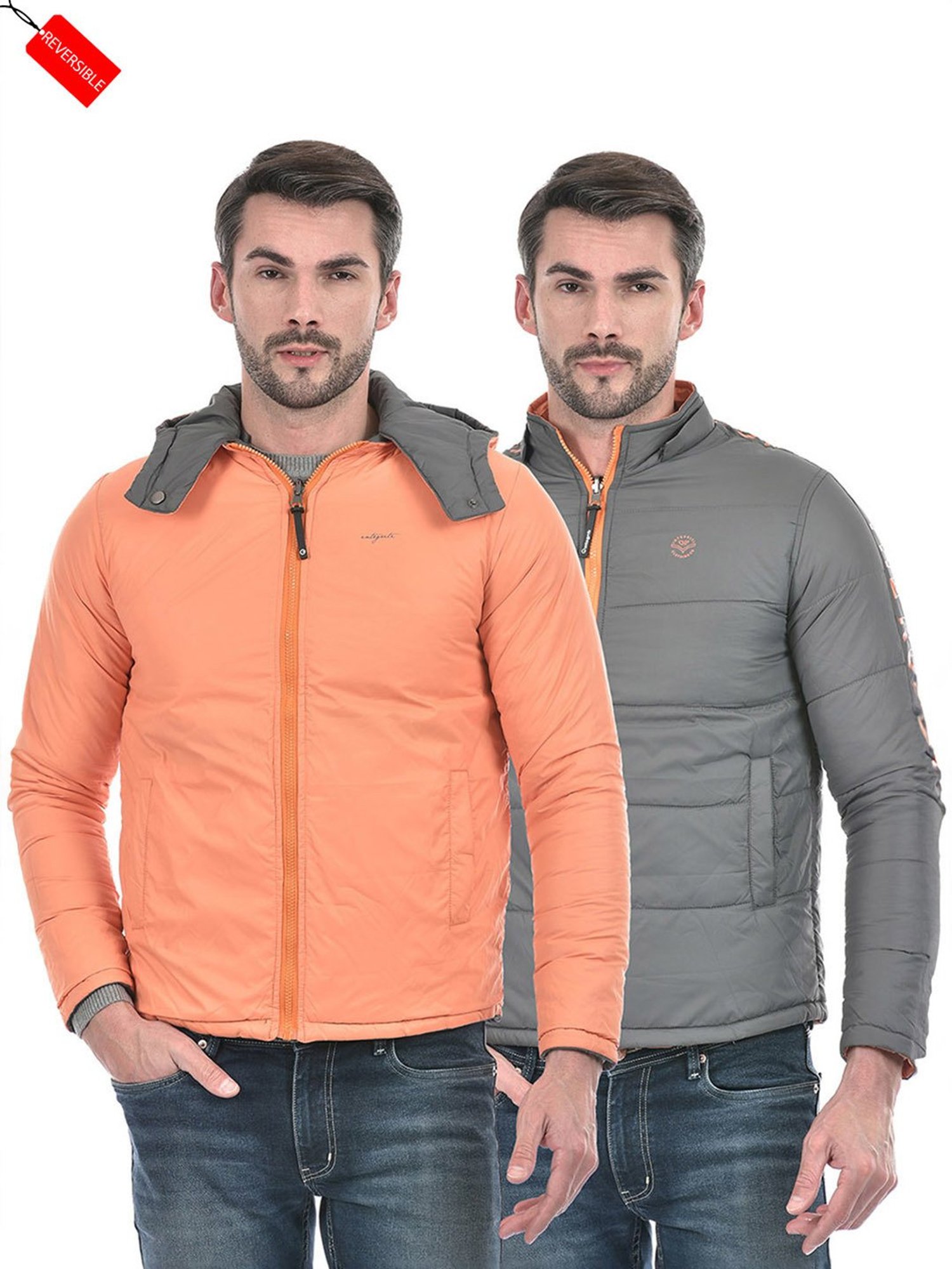 Integriti Grey & Neon Orange Regular Fit Reversible Jacket