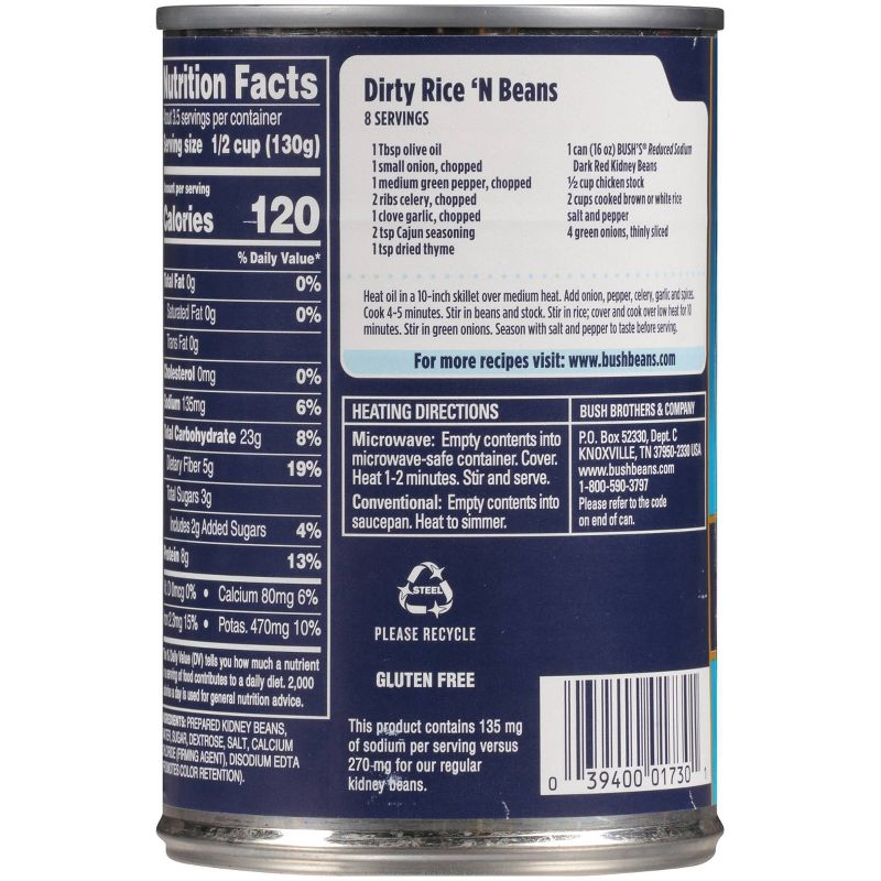 Bush's Reduced Sodium Dark Red Kidney Beans - 16oz