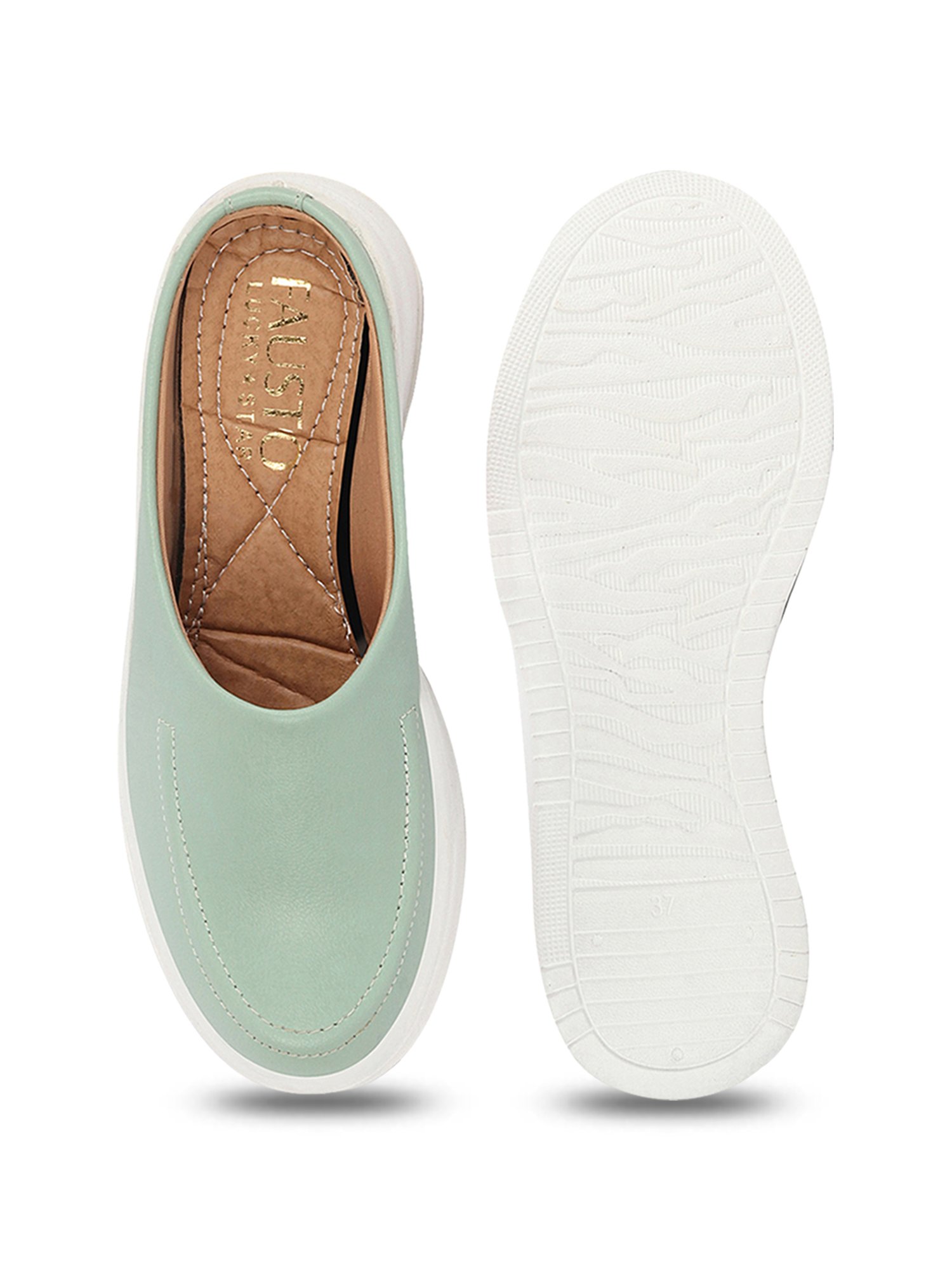 Fausto Women's Pista Green Mule Shoes