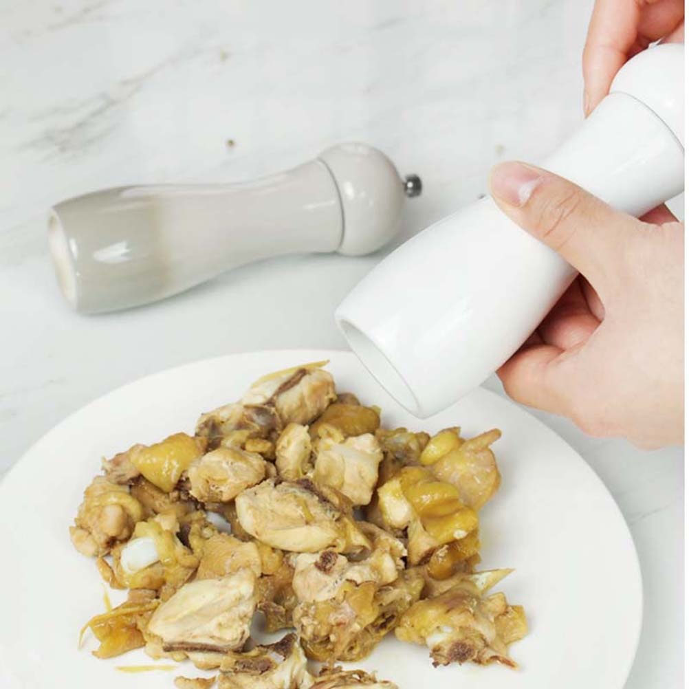 1pc 6 Inches Ceramic Manual Pepper Grinder Pepper Mill Salt Container Kitchen Gadget (White)