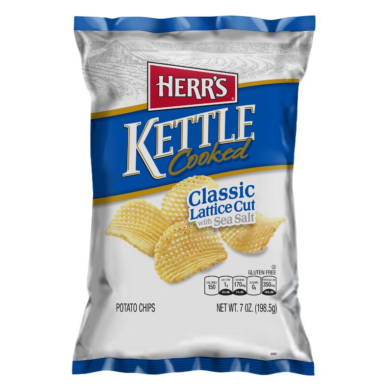 HERR's Kettle Cooked Classic Lattice Cut With Sea Salt Potato Chips - 7oz