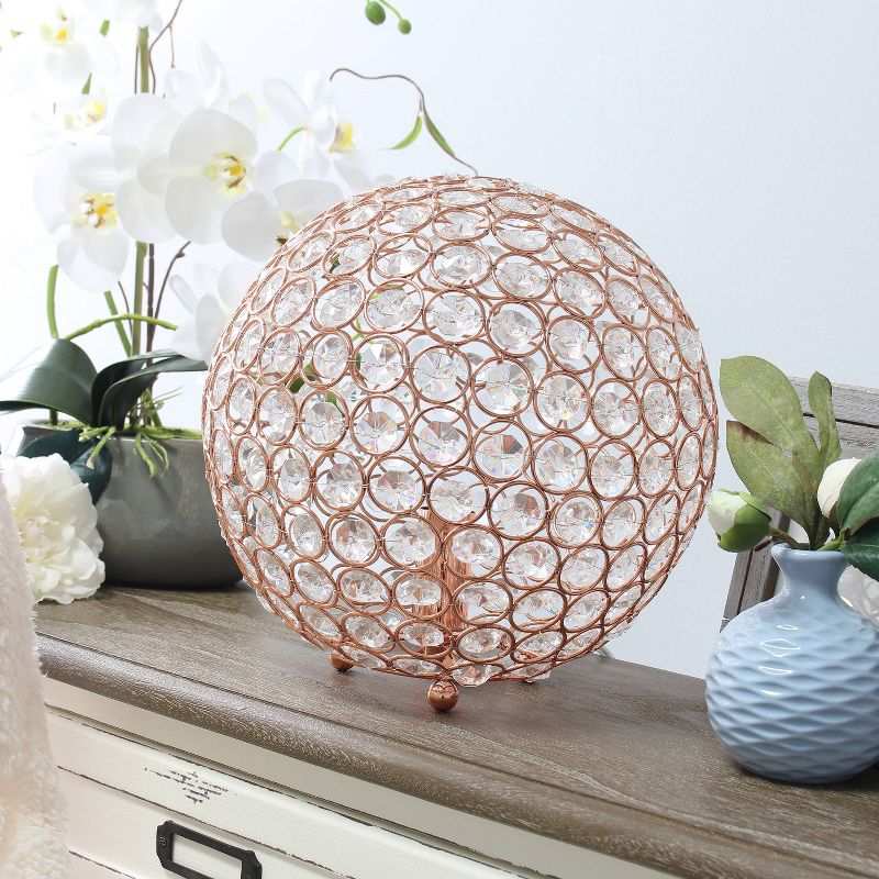 10" Crystal Ball Sequin Table Lamp Rose Gold - Elegant Designs
