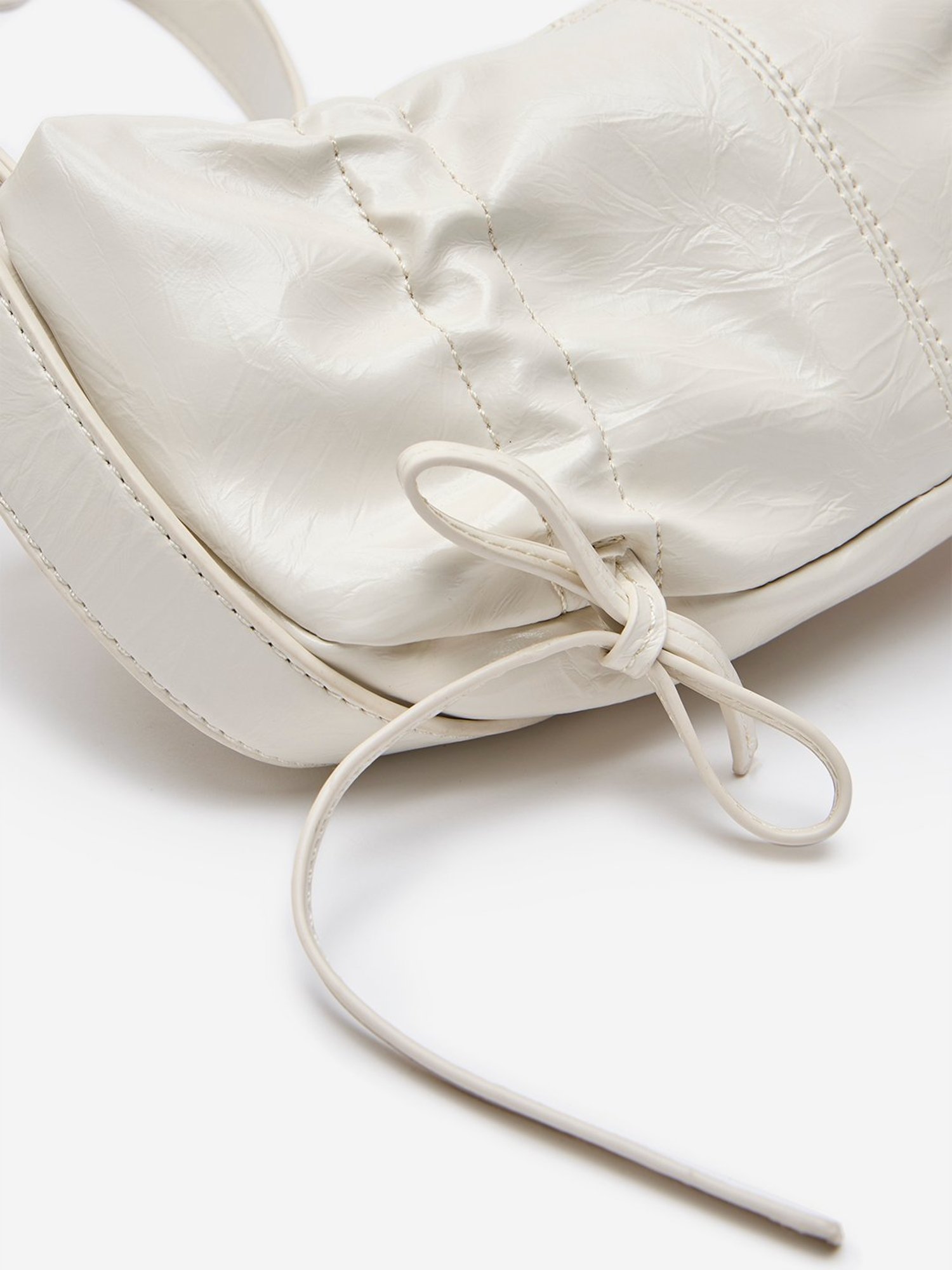 Westside Ivory Tie-Up Design Baguette Bag