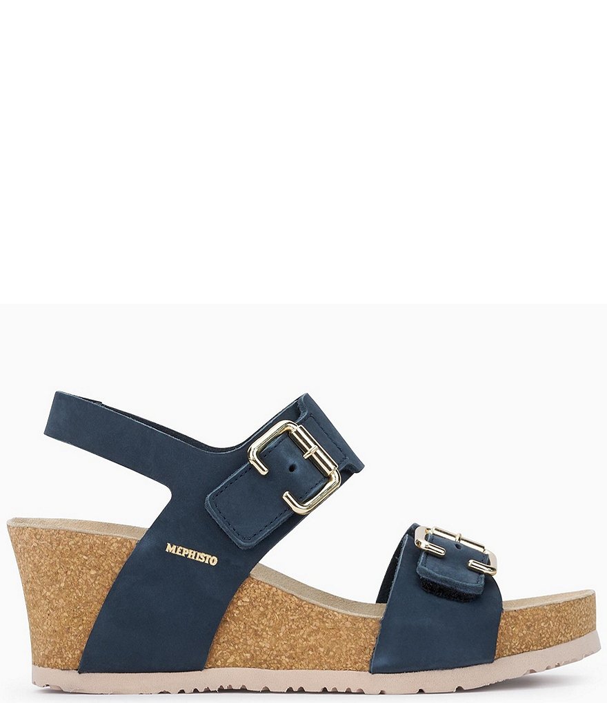 Mephisto Lissandra Leather & Cork Wedge Sandals