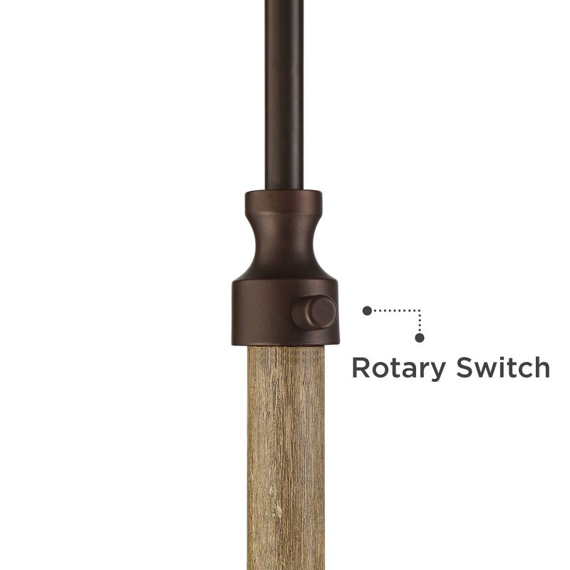 Franklin Iron Works Jackson Bronze and Wood Grain Arc Floor Lamp