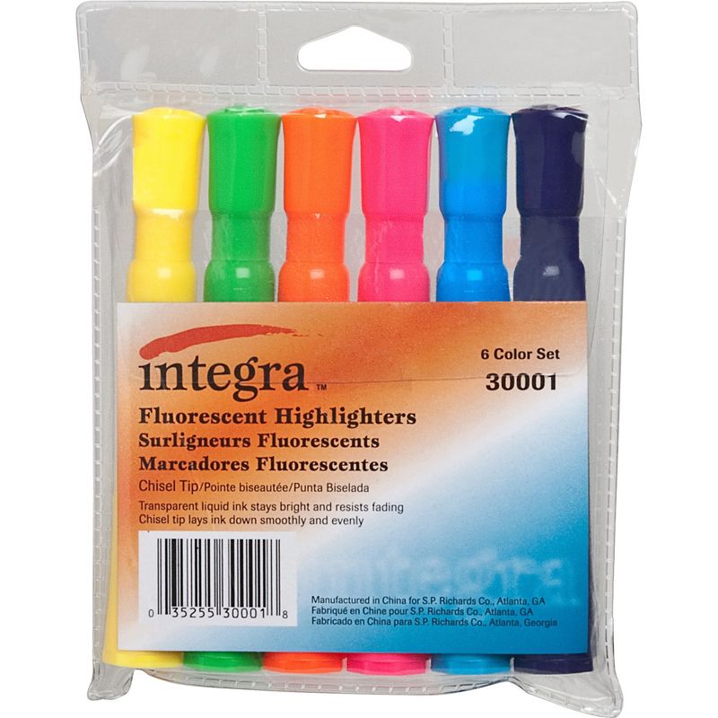 Integra Desk Highlighter Chisel Tip 6 Color/ST Assorted 30001