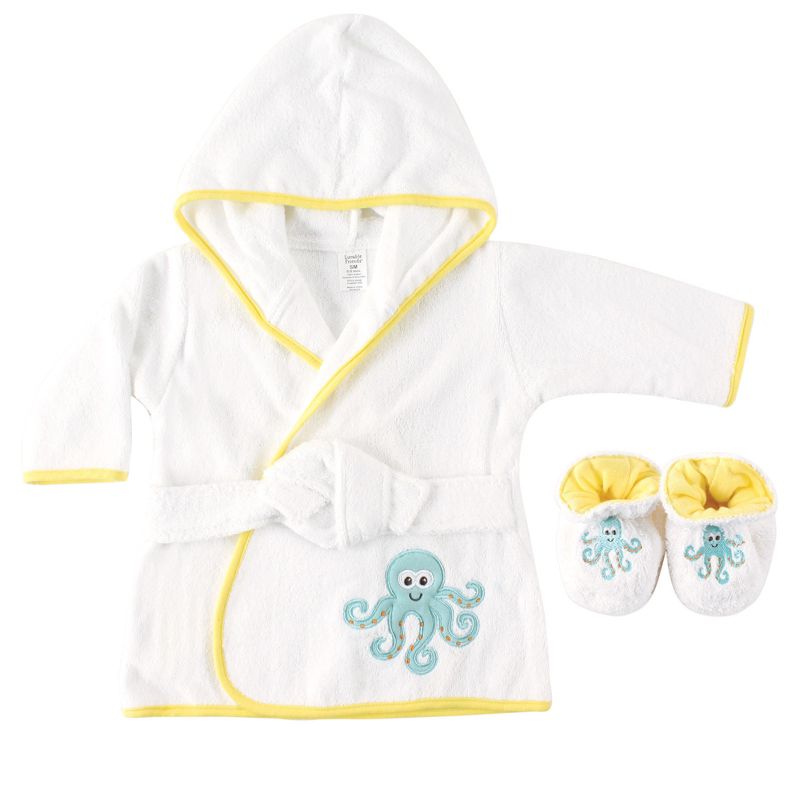 Luvable Friends Baby Unisex Cotton Terry Bathrobe, Octopus, One Size