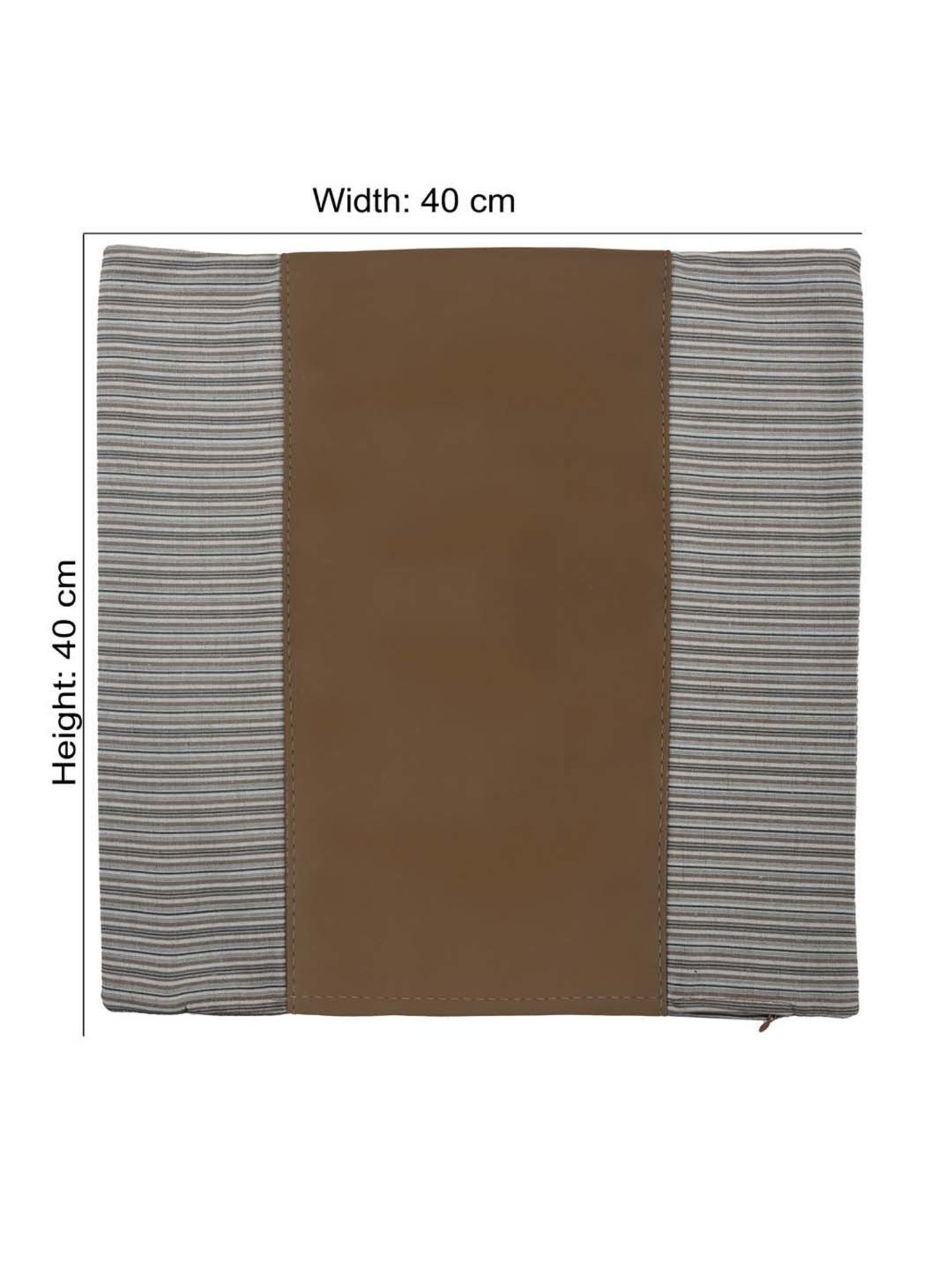 @home Beige Leather Cushion Cover With Zipper