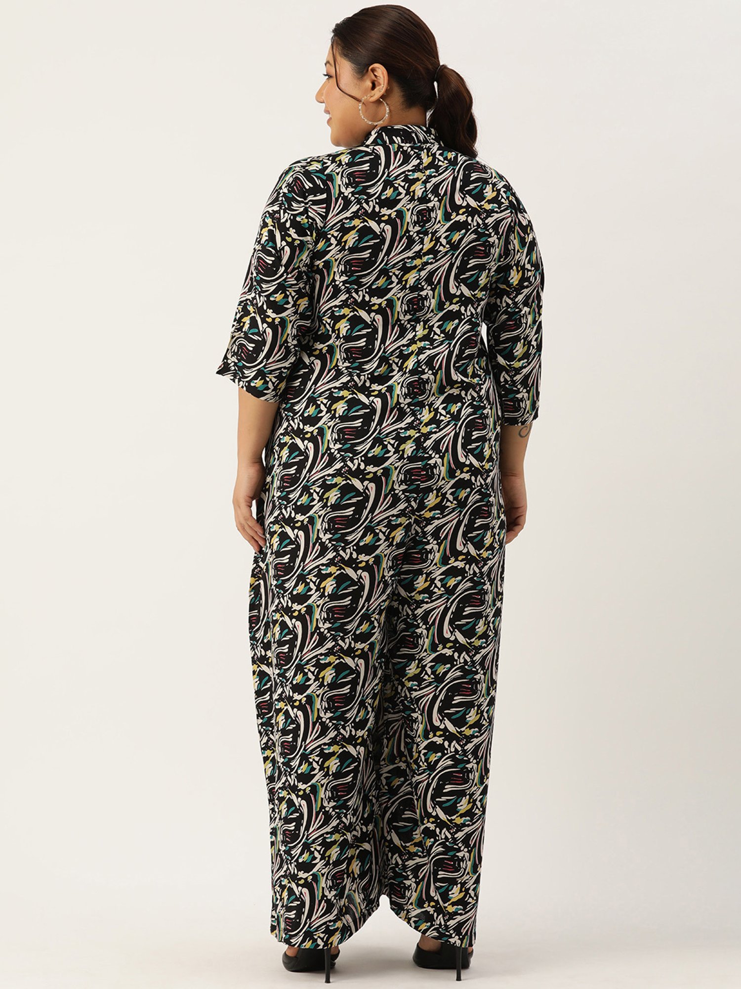 theRebelinme Black Printed Plus Size Jumpsuit