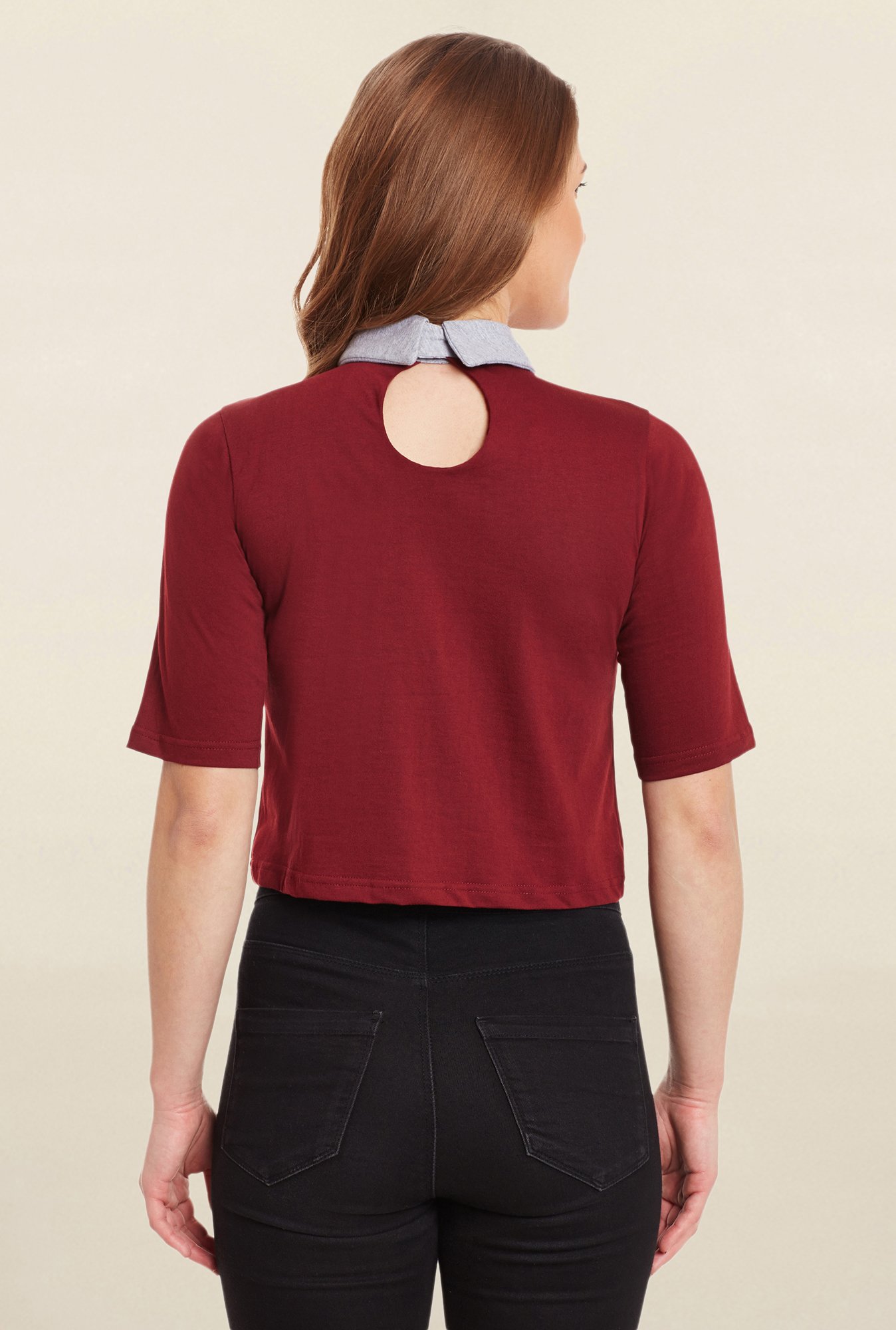 Miss Chase Maroon Solid Top