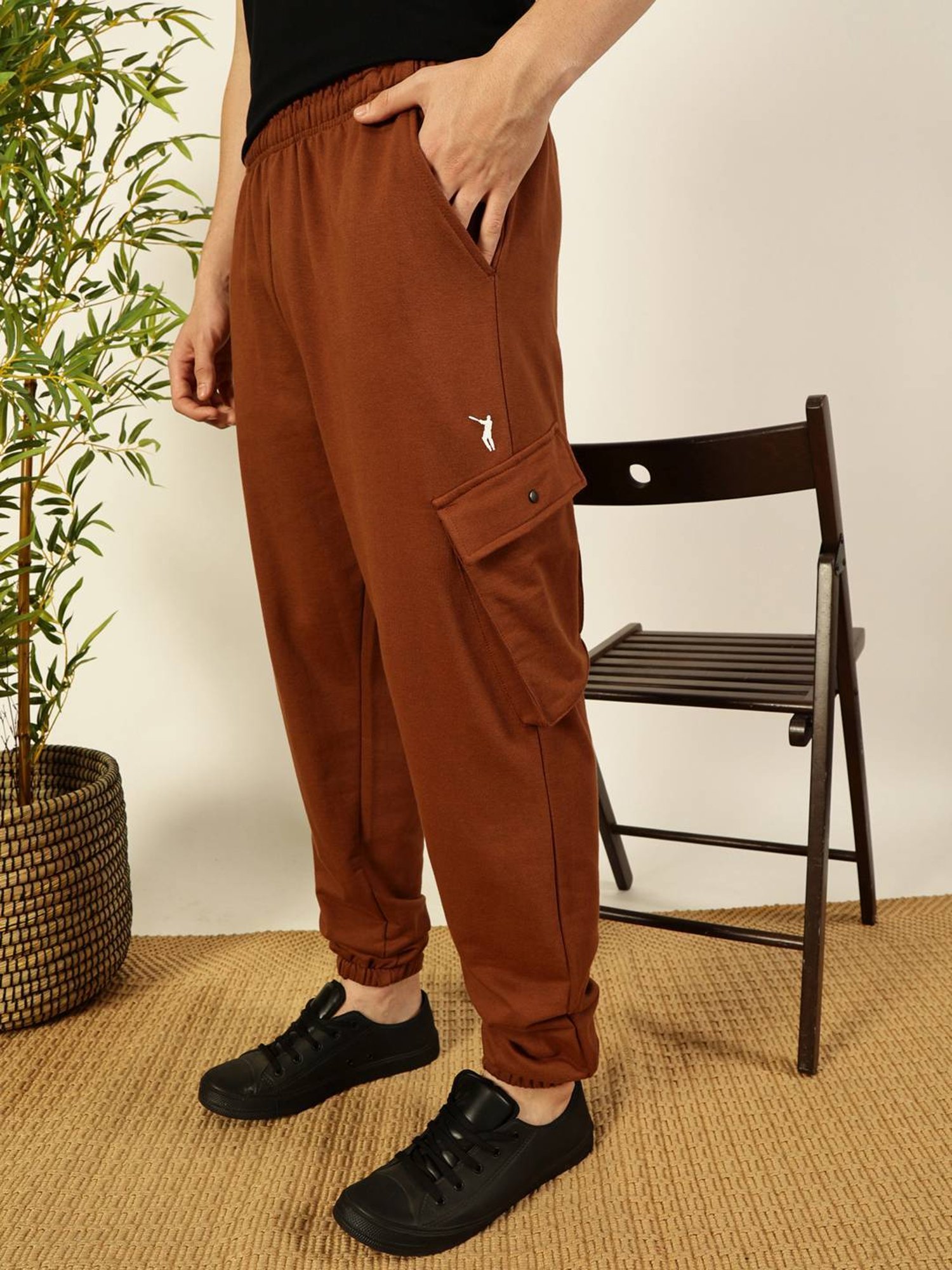 Thomas Scott Brown Regular Fit Texture Joggers