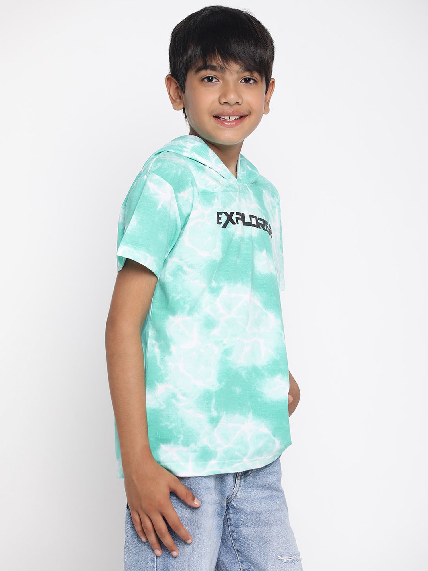 Lil Tomatoes Kids Mint & White Tie and Dye T-Shirt