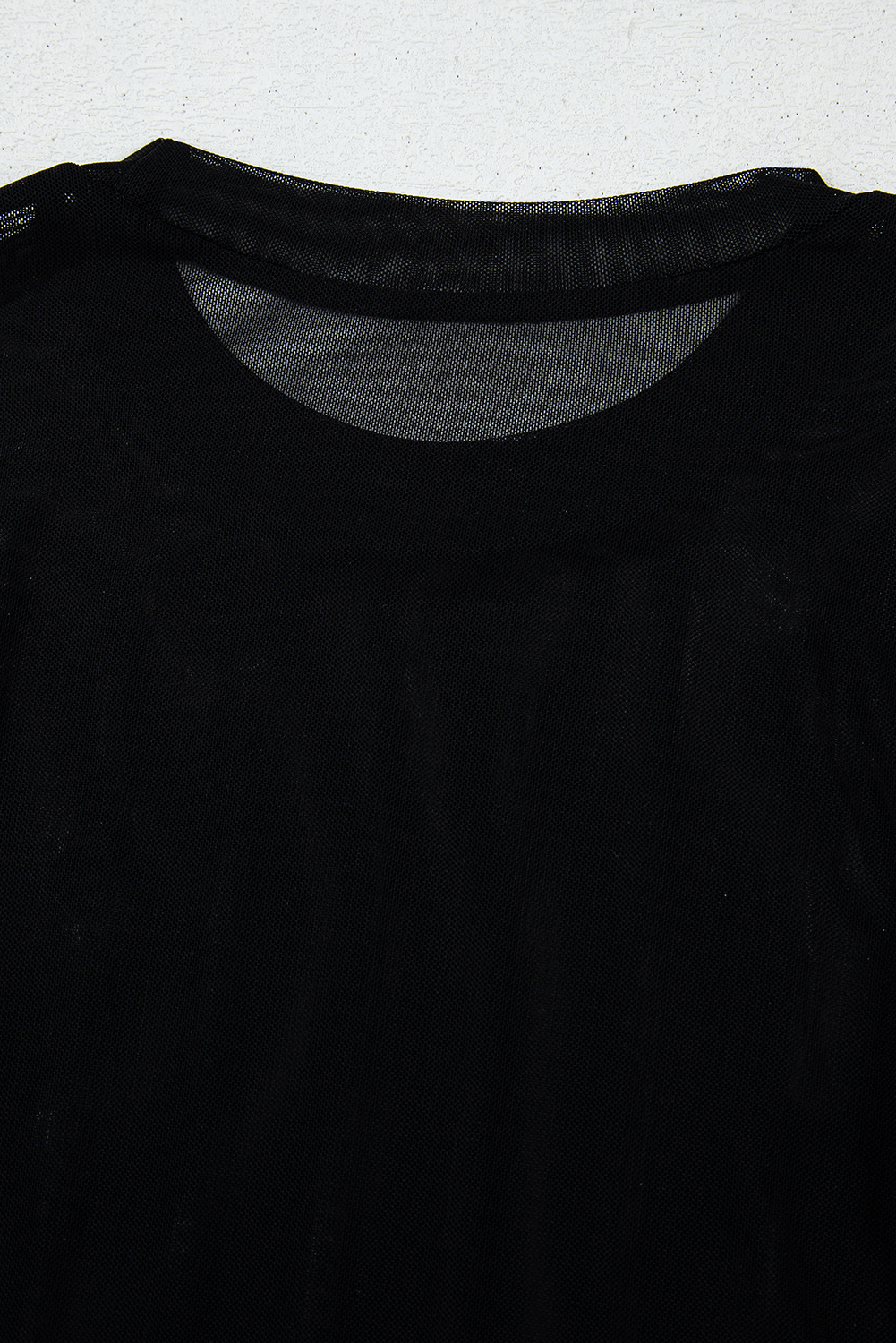 Rose Red Rhinestone Mesh Long Sleeve Bodysuit