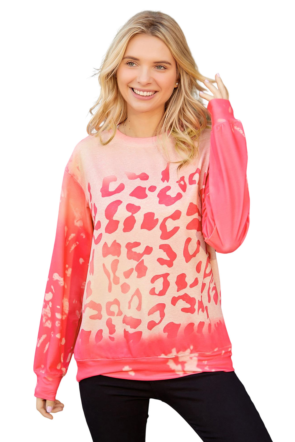 Pink Sequins Candy Cane Round Neck Sweatshirt