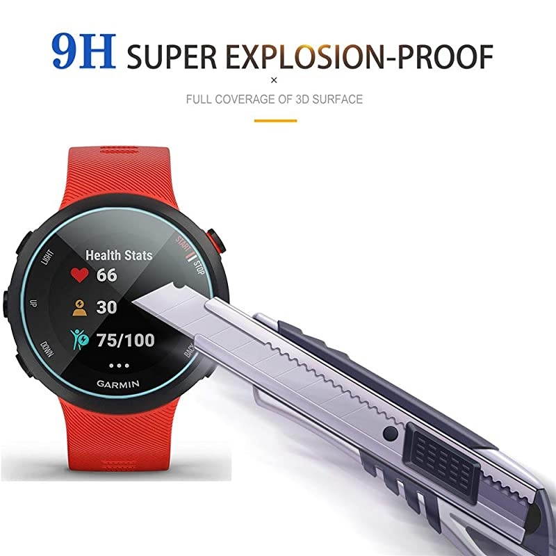 4-Pack for Garmin Forerunner 45 / 45S Screen Protector Tempered Glass for Garmin Forerunner 45S / 45 [2.5D 9H hardness] [Anti-Scratch] [Bubble-Free]