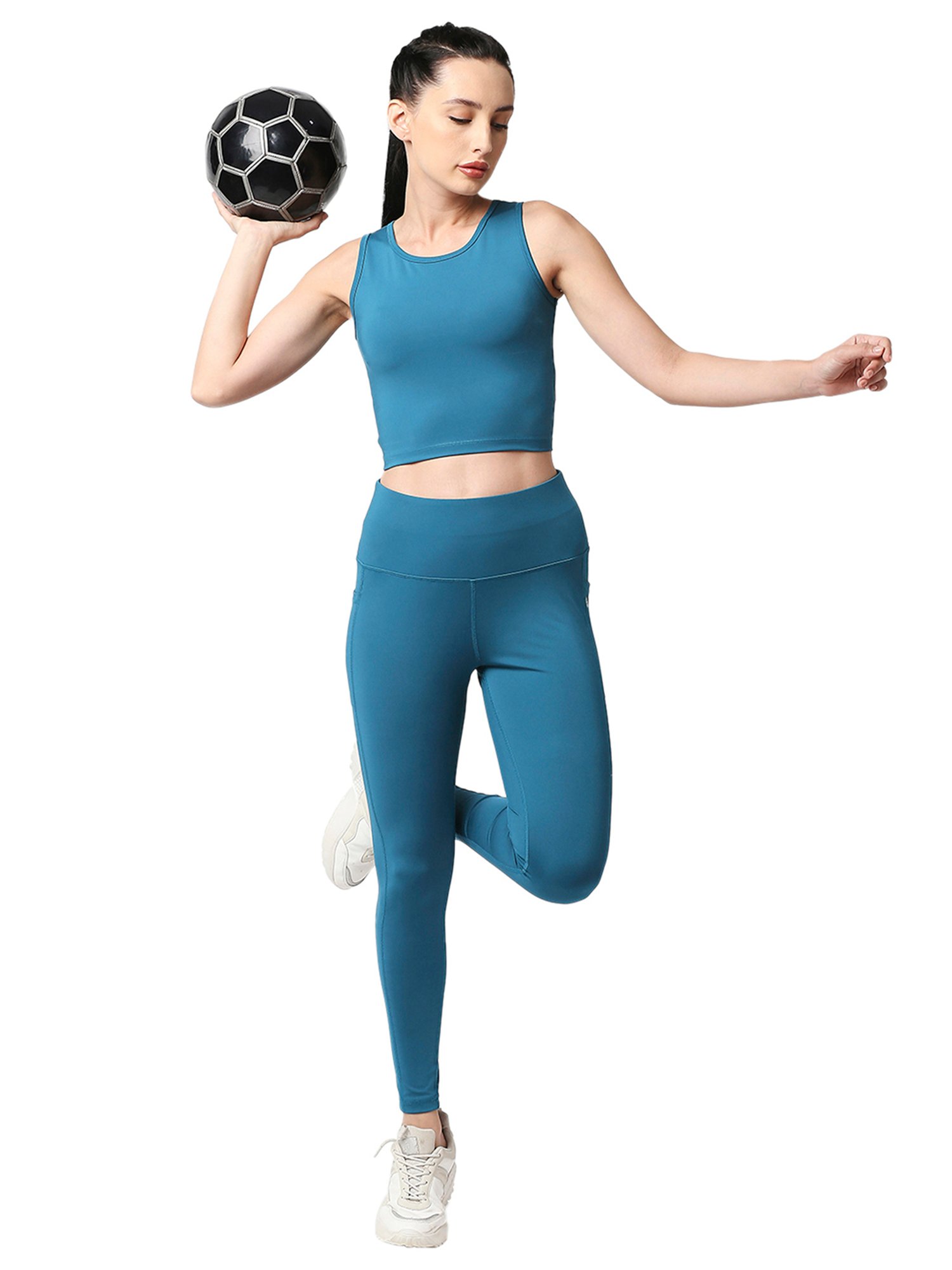 Soie Teal Activewear Crop Top
