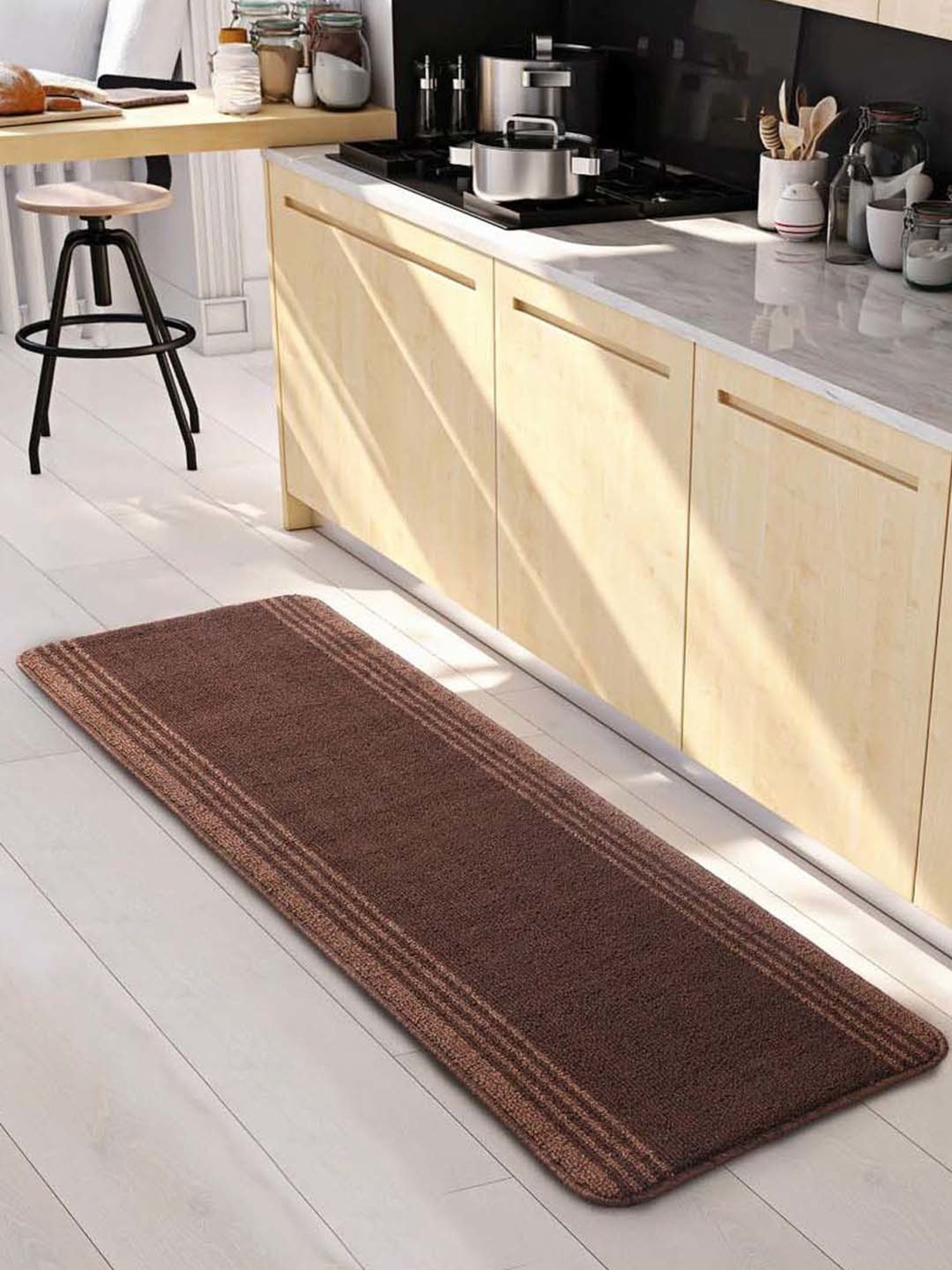 Saral Home Brown Polypropylene Extra Large Antiskid & Washable Power Runner