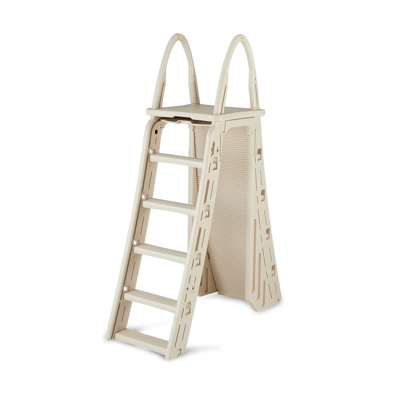 Confer 7200 Adjustable 48-56 Inch Above Ground Swimming Pool Ladder, Beige