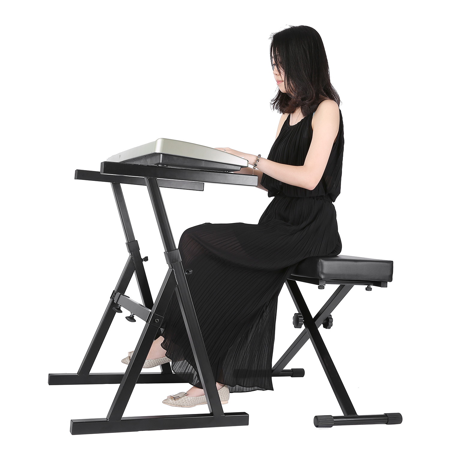 Neewer&reg; Heavy Duty Z-Style Keyboard Stand with 23.2-35.4"/59-90cm Adjustable Height and 24.6-40.9"/62.6-104cm Adjustable Width
