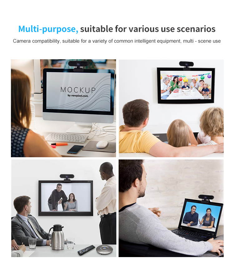 ESTONE H703 USB Webcam 1080P HD 180&deg;Rotatable PC Camera Video Web Cam with Mic Auto Focus Clip on Stand Design for Desktop Laptop Network PC Skype Video Conference Video Conference