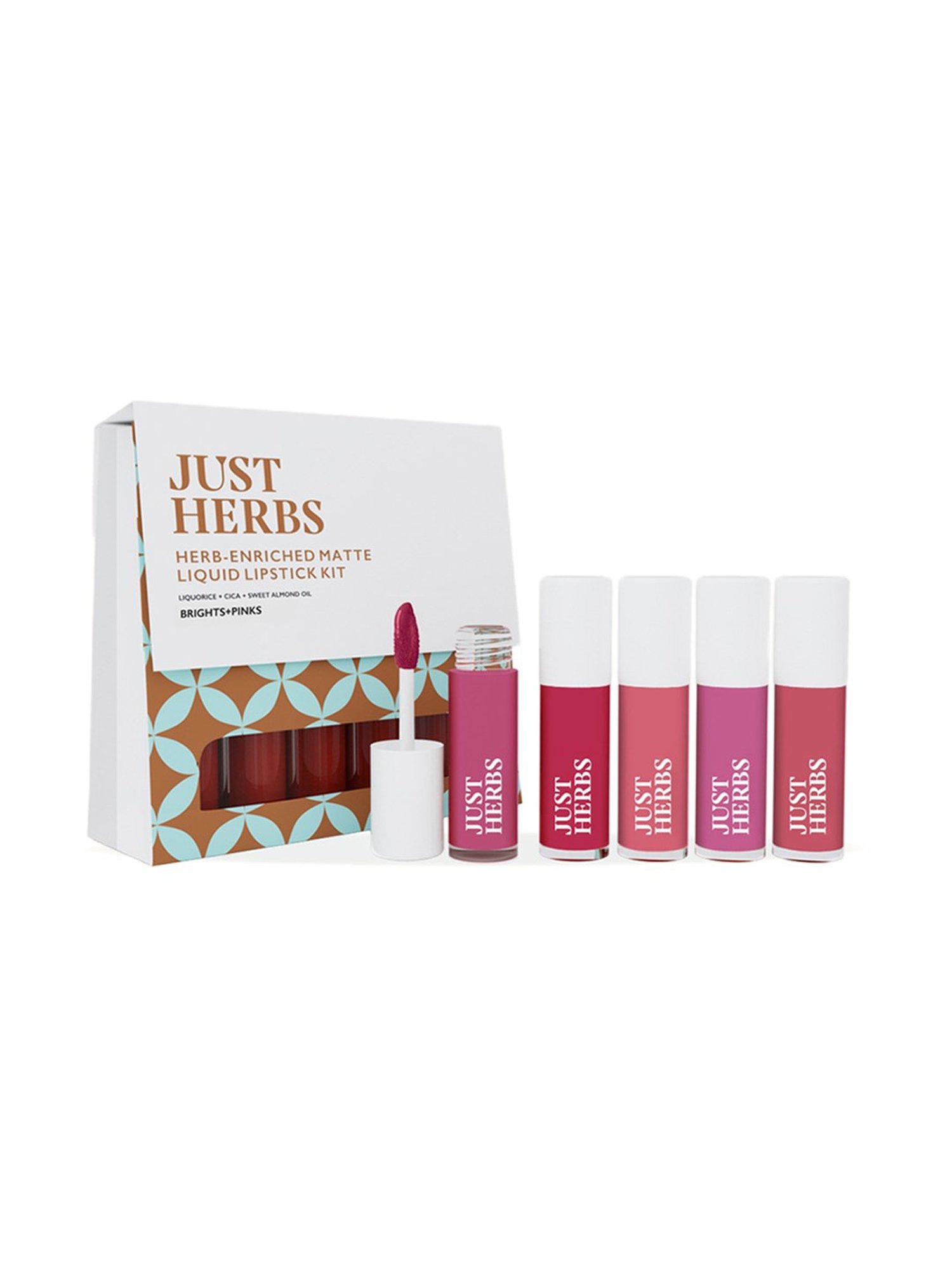JUST HERBS Herb-Enriched Matte Liquid Lipstick Kit - Brights + Pinks