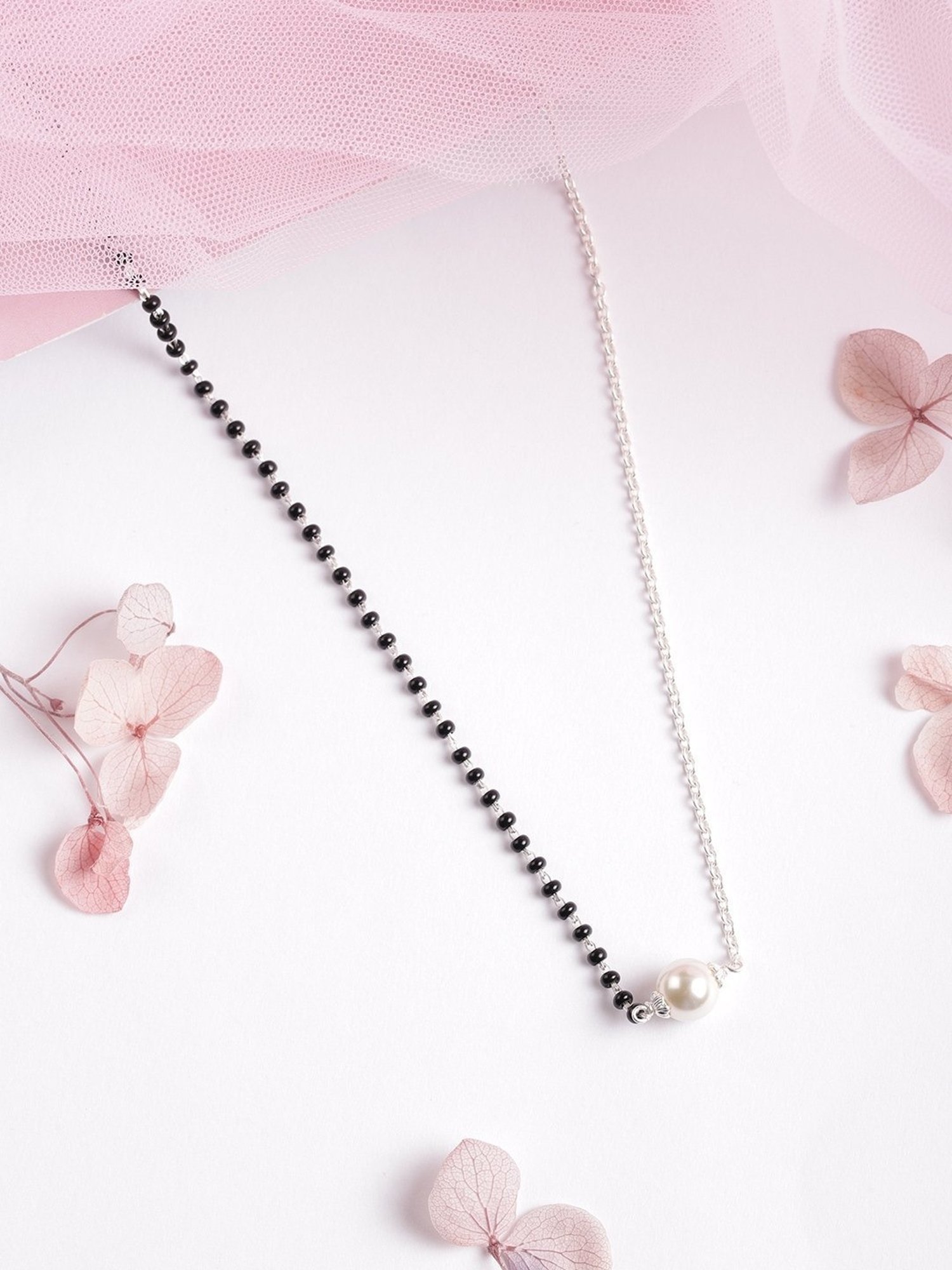 March by FableStreet 92.5 Sterling Silver Floral Mangalsutra for Women