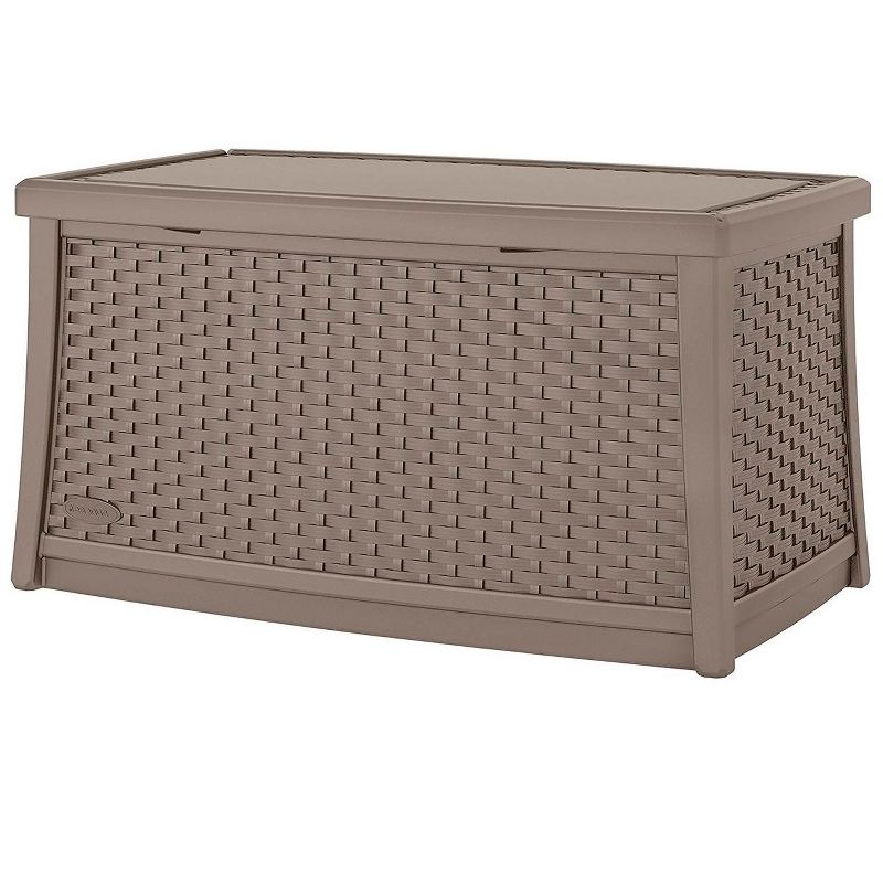 Suncast Elements 30 Gallon Outdoor Patio Resin Wicker Coffee Table, Dark Taupe