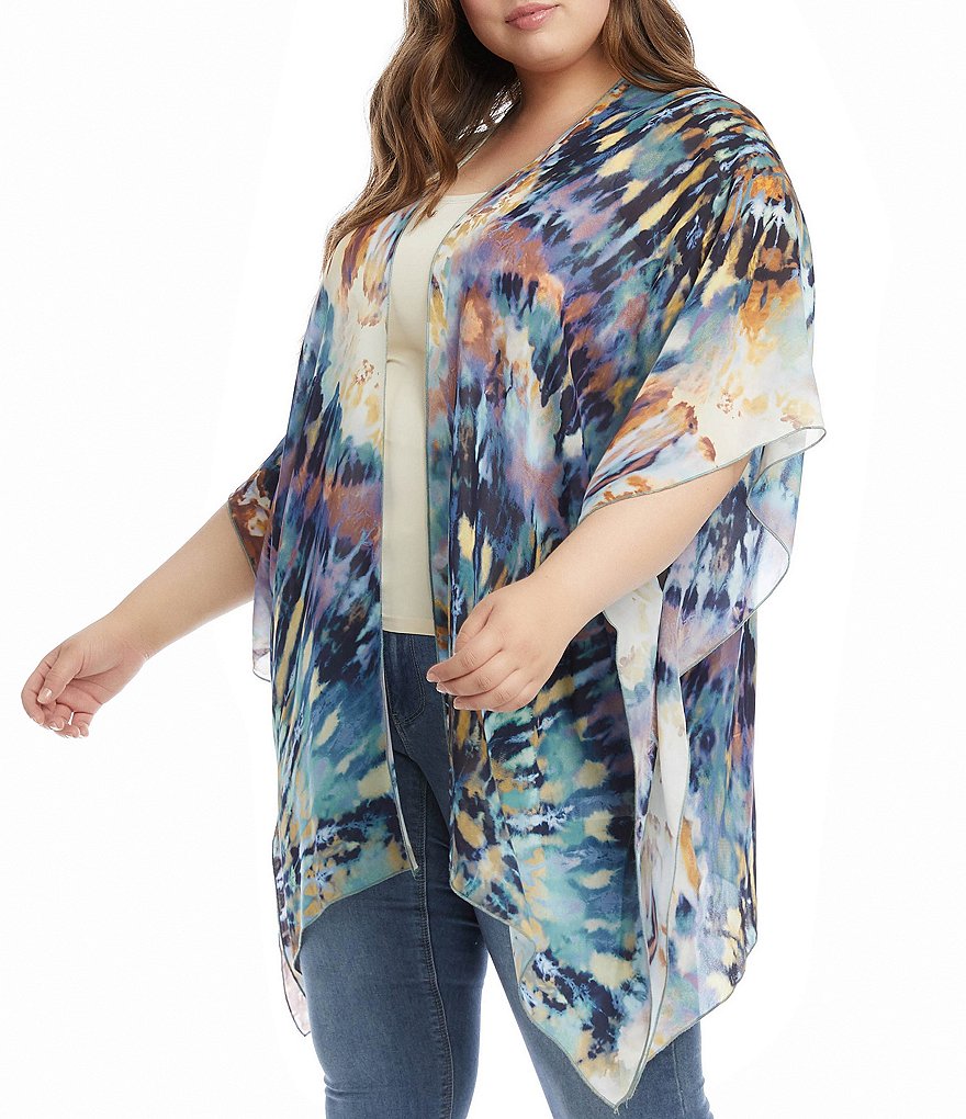 Karen Kane Plus Size Tie Dye Sheer Kimono Jacket