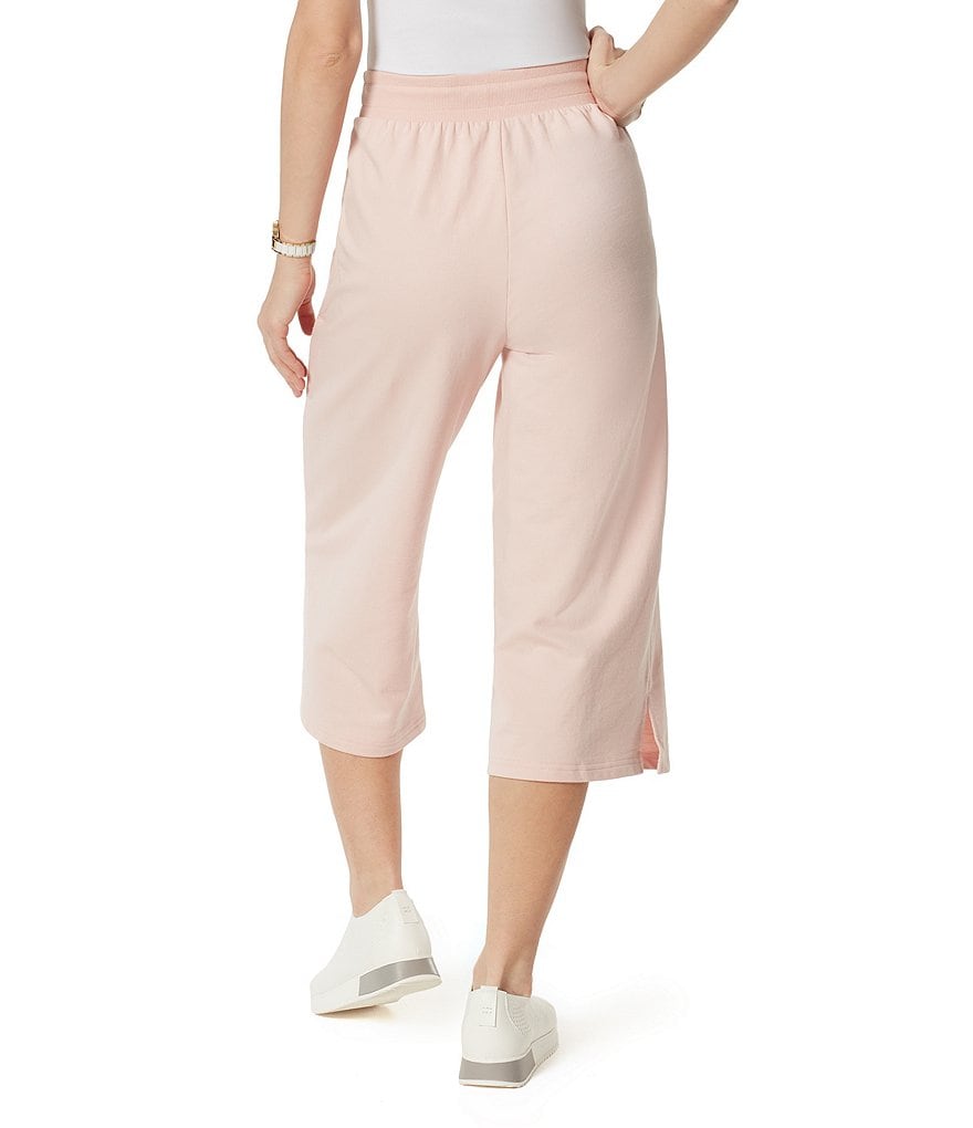 Anne Klein Sport Trapunto High Rise Wide Leg Cropped Drawstring Culotte Pants