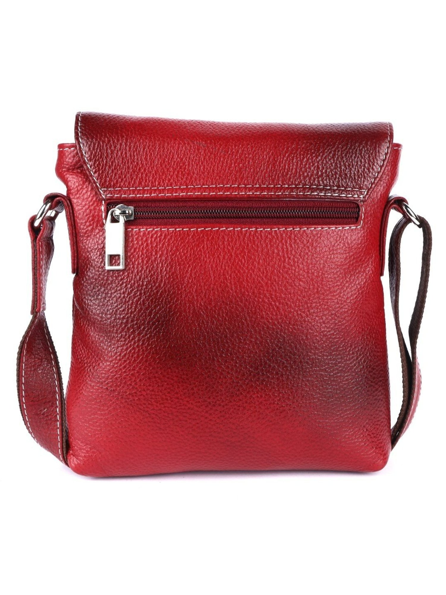HiLEDER Maroon Textured Medium Leather 8 inch Cross Body Bag
