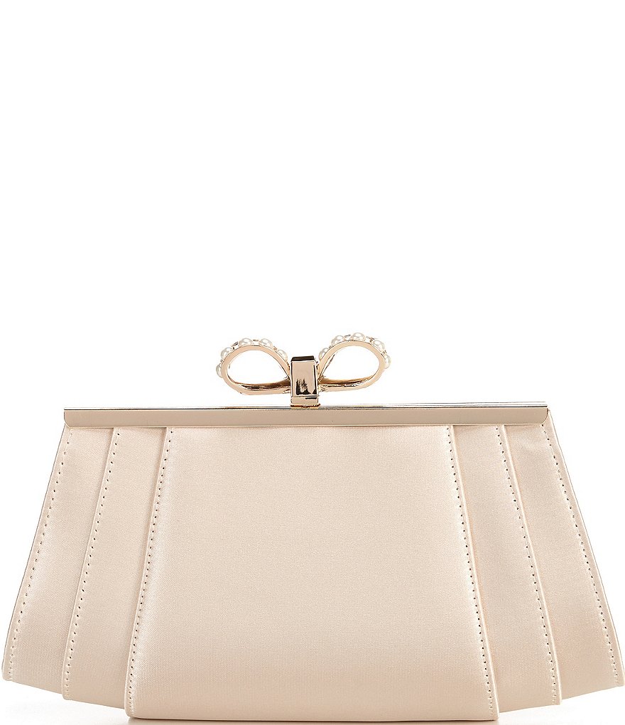 Kate Landry Pearl Top Bow Frame Clutch Bag