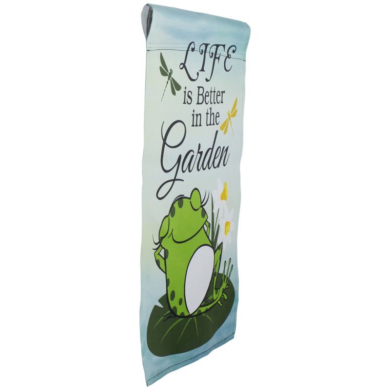 Northlight Life is Better in the Garden Green Frog Outdoor Garden Flag 12.5" x 18"