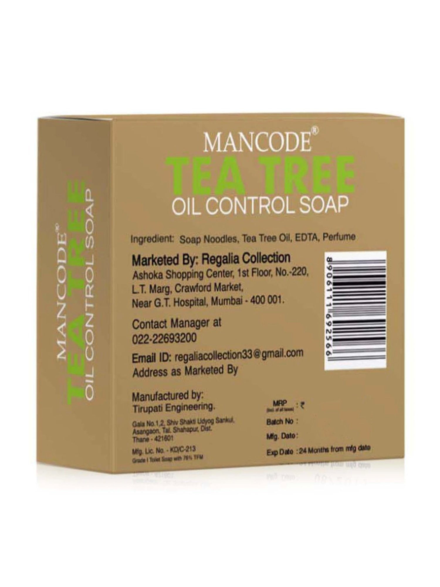 Mancode Tea Tree Oil Control Soap - 125 gm