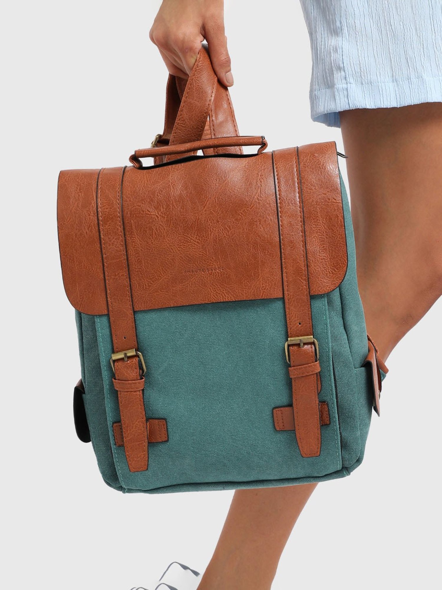 HauteSauce Teal Green & Brown Large Backpack