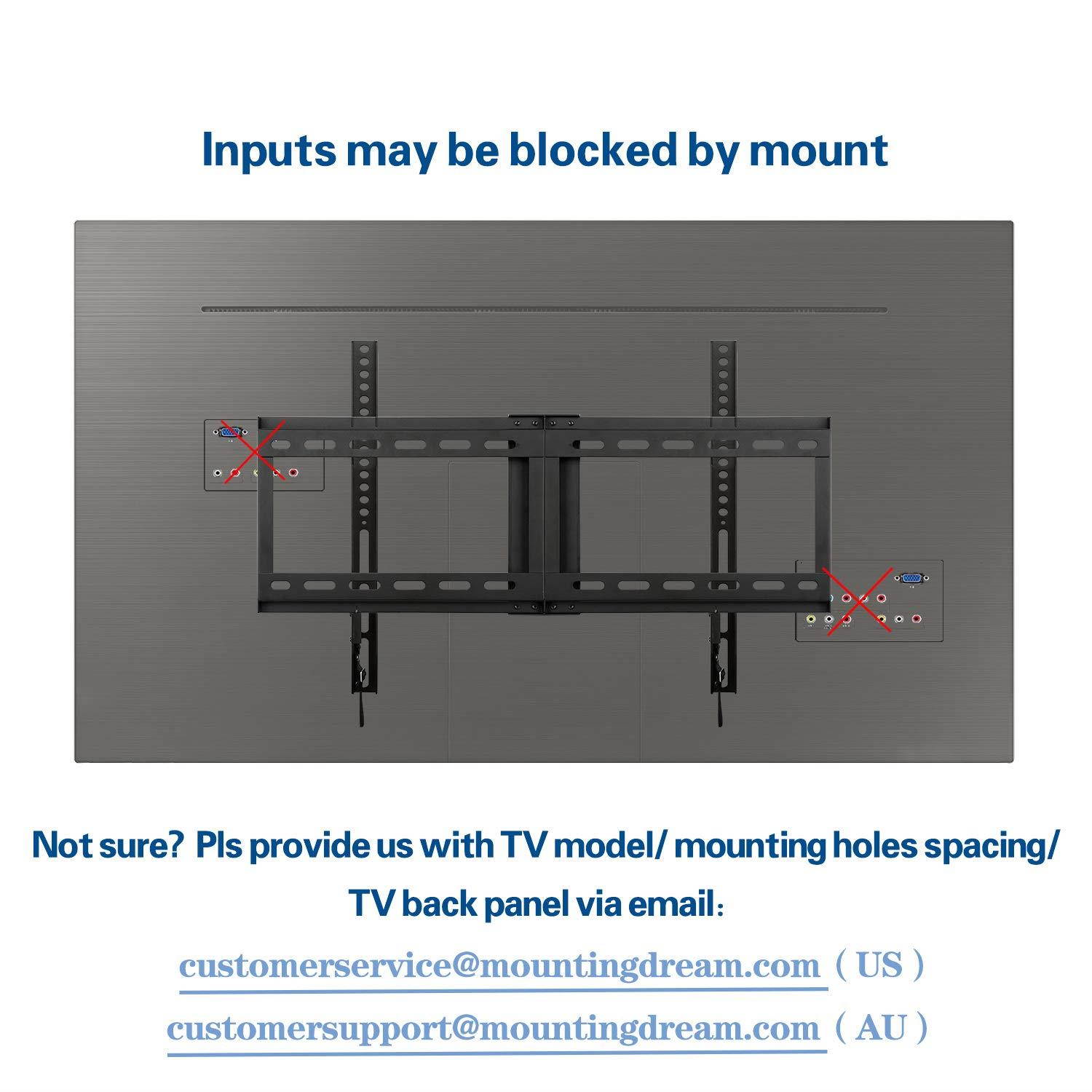 Mounting Dream Low Profile Fixed TV Wall Mount Bracket for Most 42-70 Inch LED, LCD and Plasma TV, Ultra Slim TV wall Bracket up to VESA 600 x 400mm and 132 LBS Loading Capacity, MD2163-K