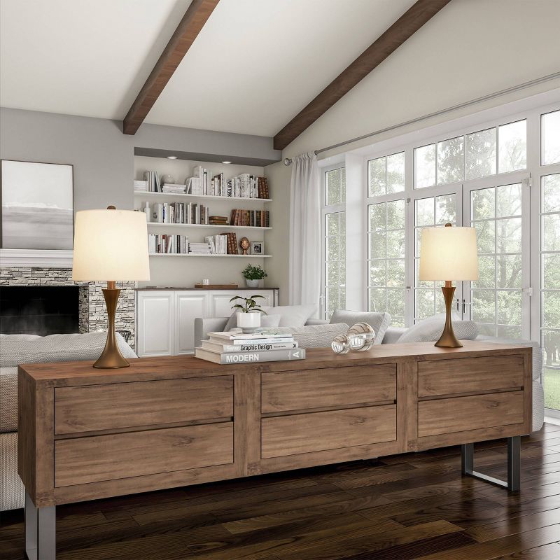 Set of 2 Flared Trumpet Table Lamps (Bronze)