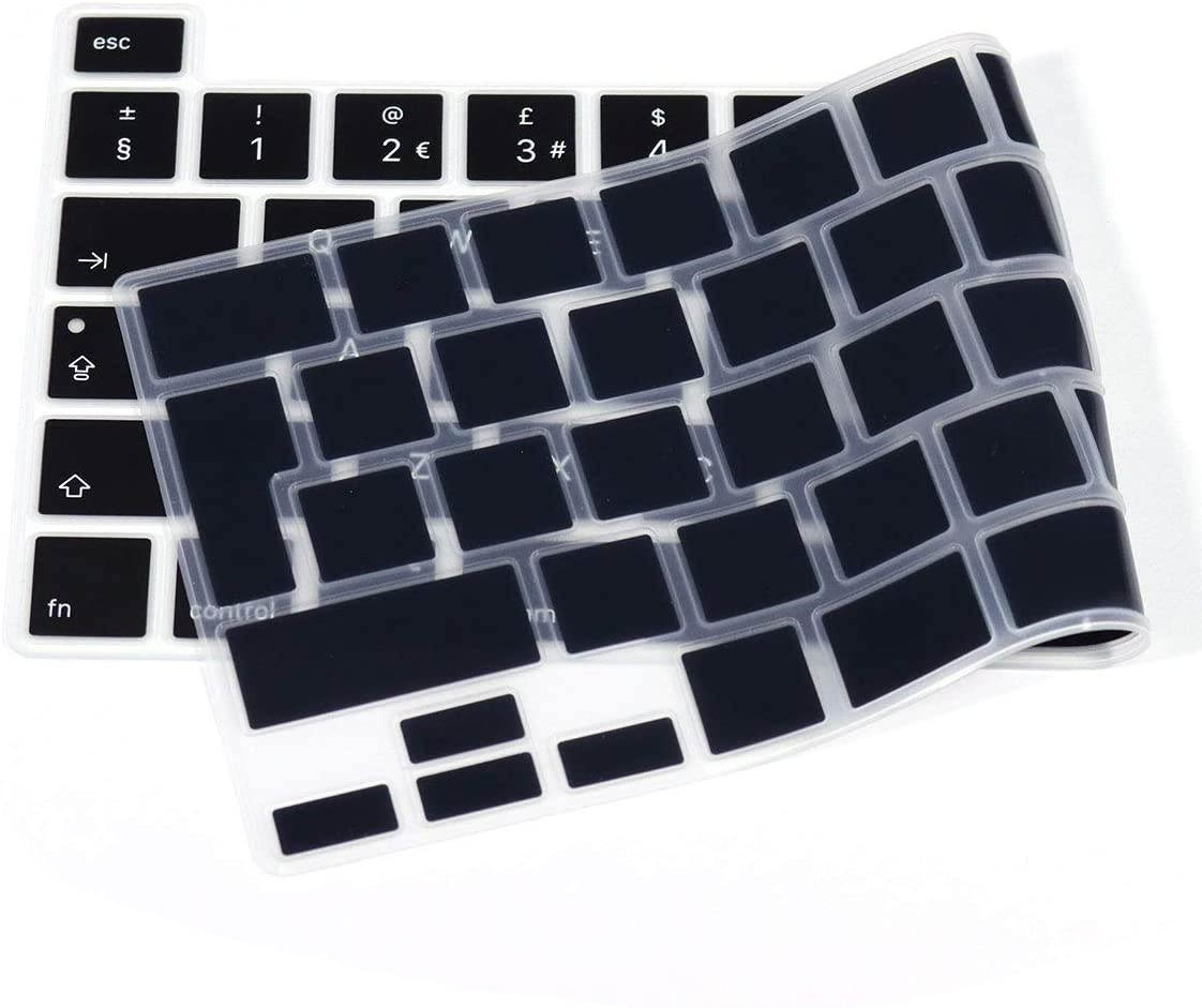 HRH English Keyboard Cover Skin,Silicone Keyboard Cover Protector for MacBook Pro 13 inch 2020 (Model A2289 / A2251 / A2338 Apple M1 Chip) and MacBook Pro 16 2019 (Model A2141),European Version