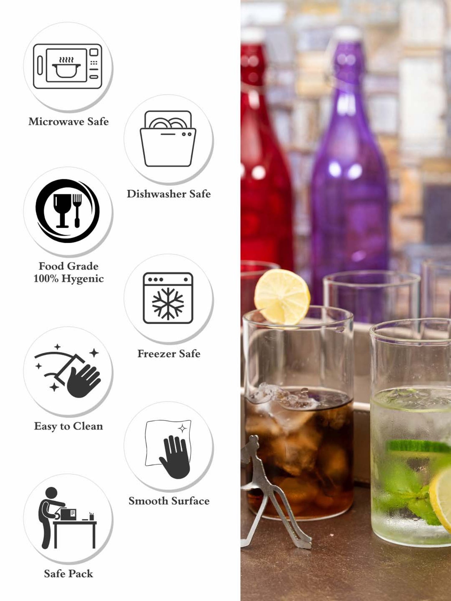 ROXX Transparent Glass Drinking Glasses (340 ml) - Set of 12